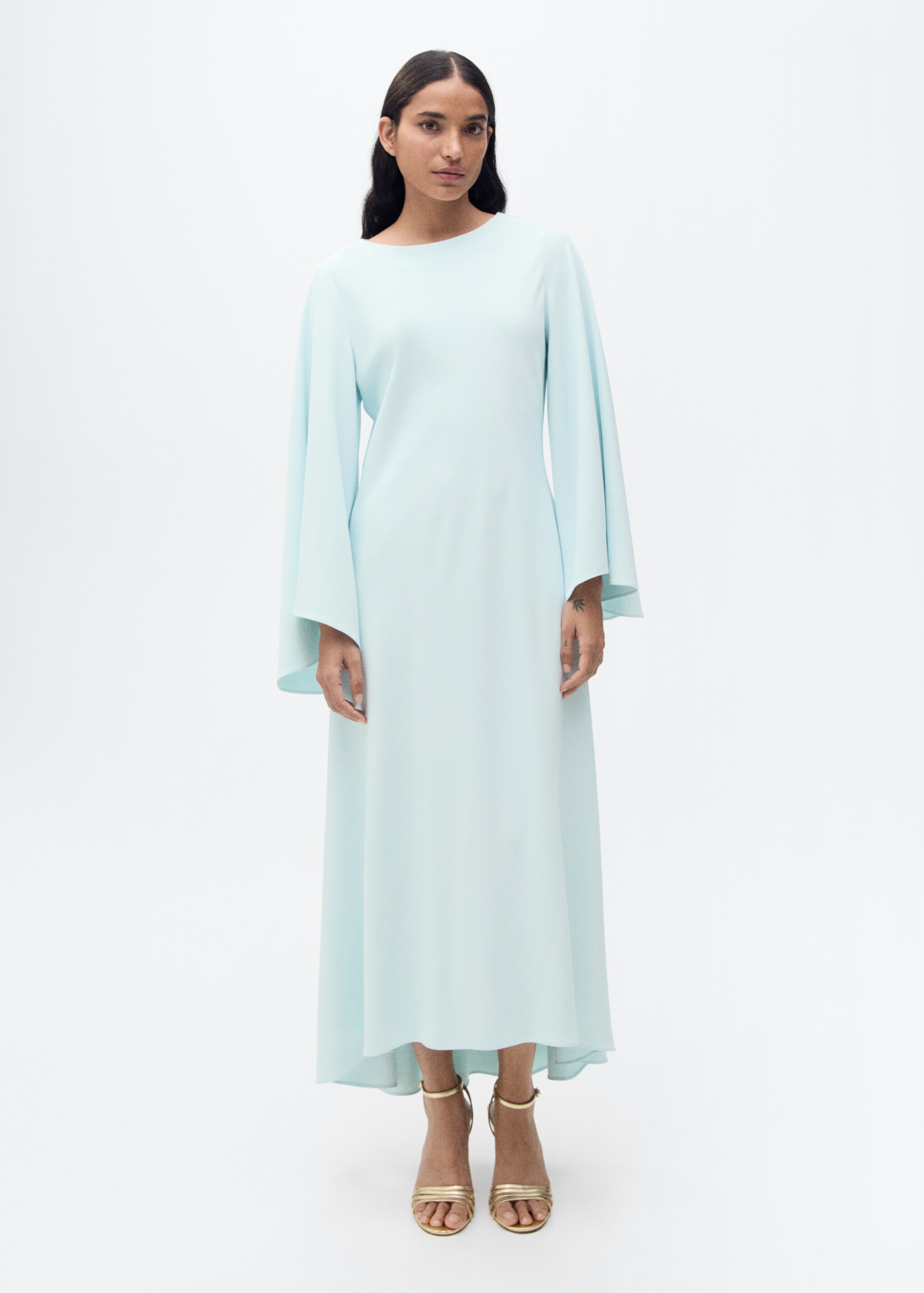 Long flared sleeve dress - General plane, Sky Blue. Ref: 87015731-00.
