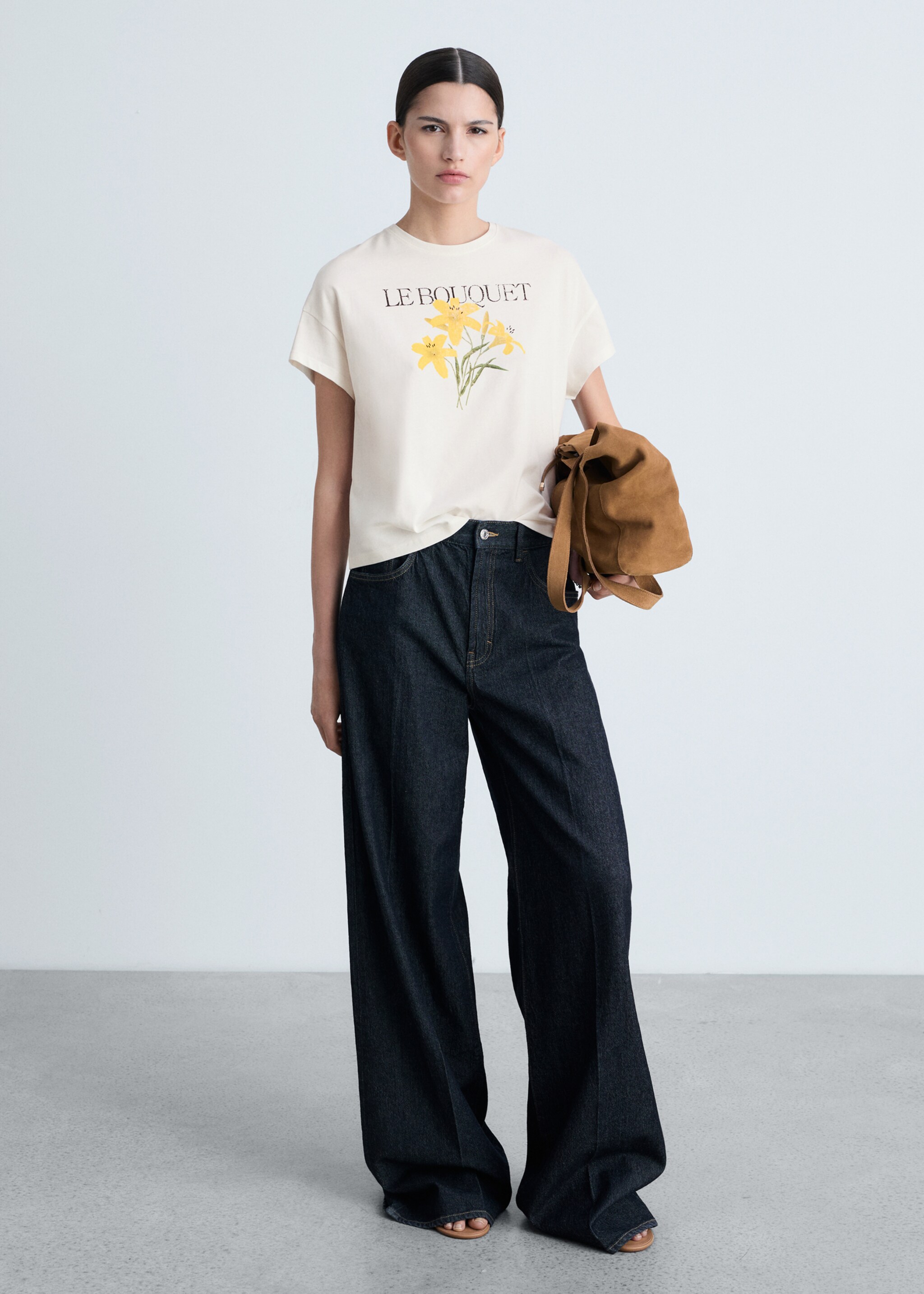 Cotton t-shirt with printed message - General plane, Off White. Ref: 87015746-00.