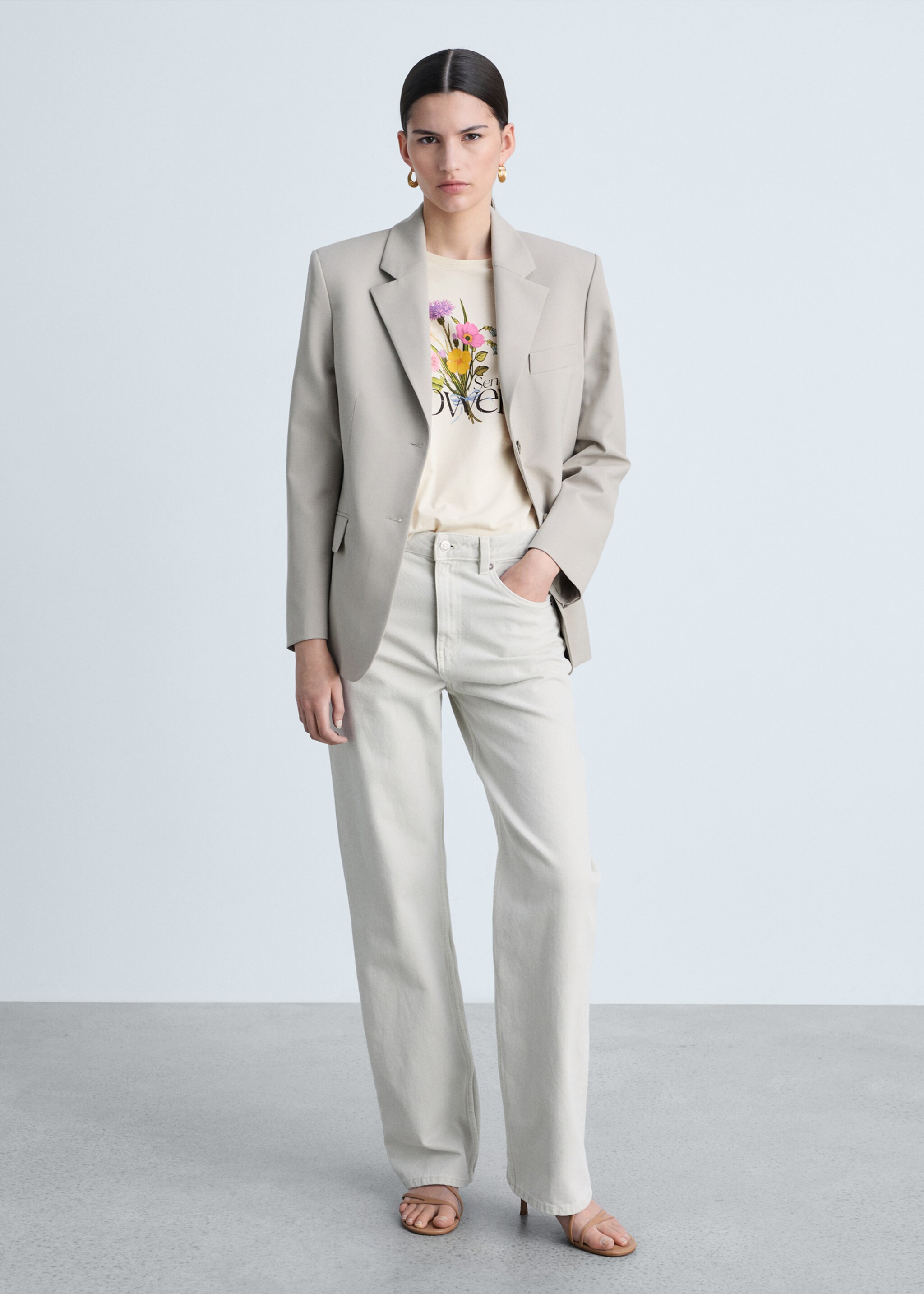 Cotton t-shirt with printed message - General plane, Beige. Ref: 87015746-00.