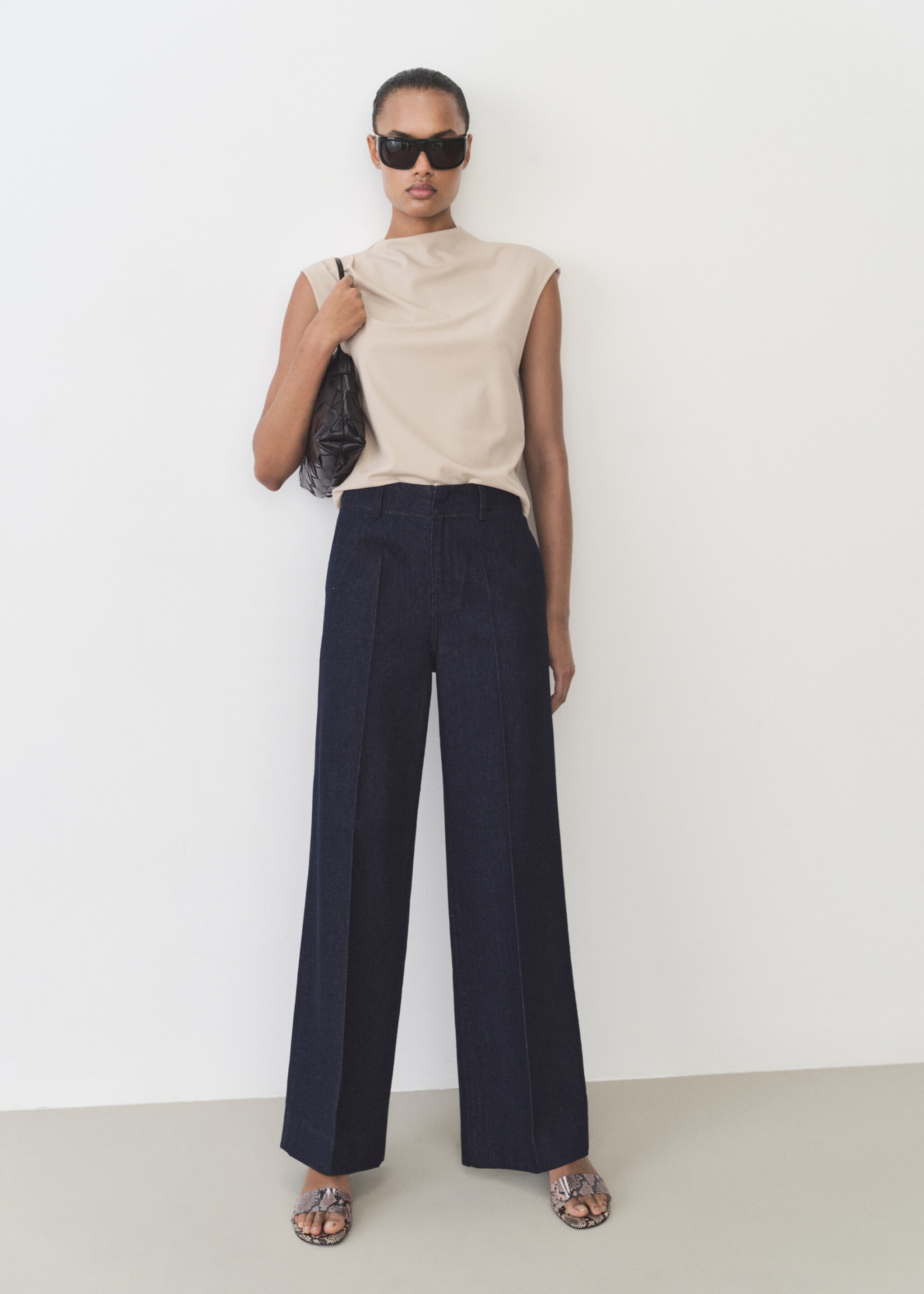 Wide leg denim trousers - General plane, Open Blue. Ref: 87015773-00.