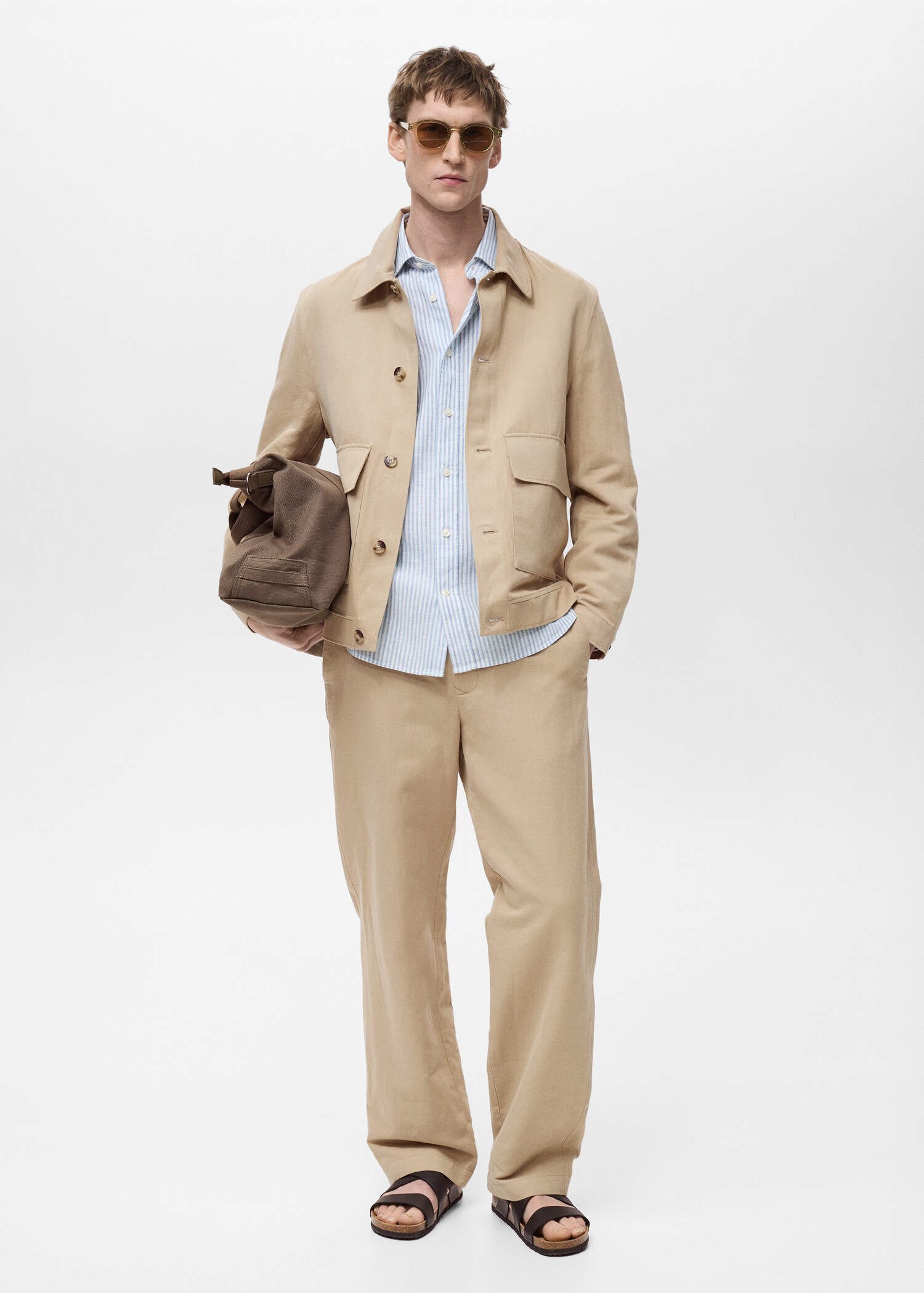 Linen-blend jacket with pockets - General plane