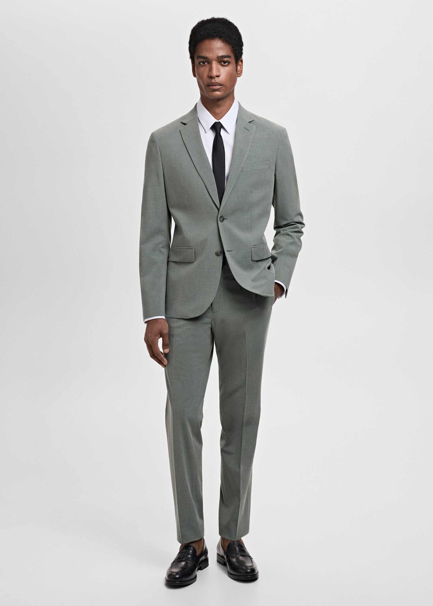 Stretch fabric super slim-fit suit trousers - General plane