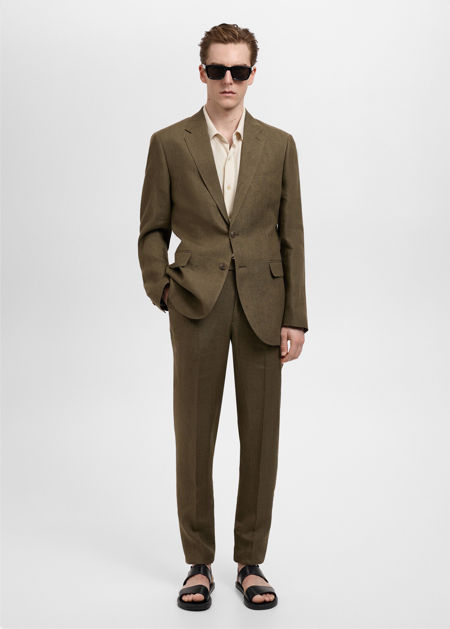 Amalfi 100% linen slim-fit suit trousers - General plane