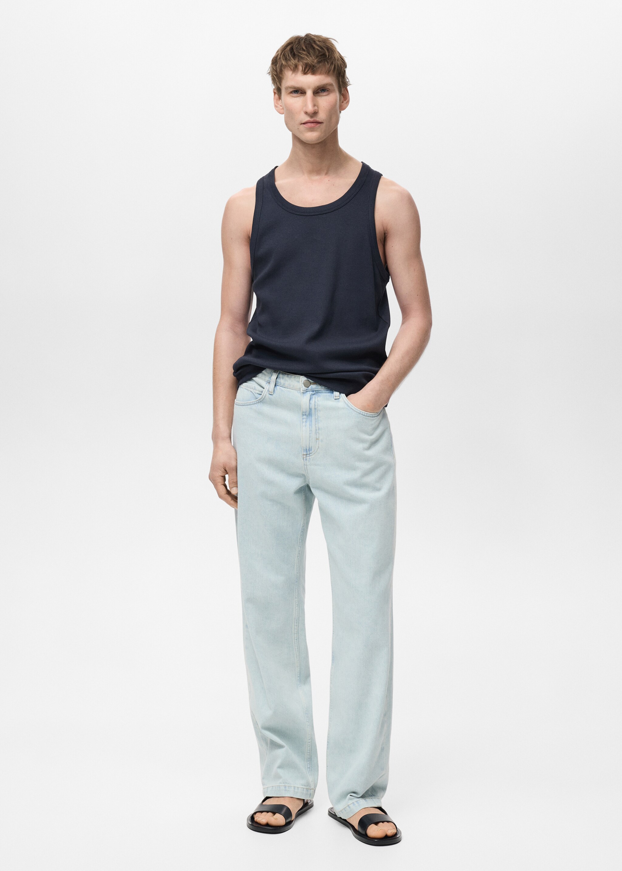 Slim-fit ribbed tank top - General plane, Dark Navy. Ref: 87015941-00.