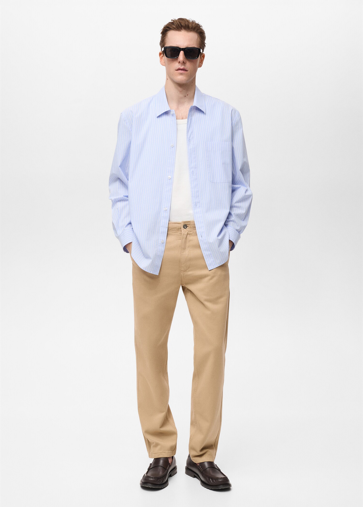 Gestreiftes Hemd 100% Baumwolle Regular Fit - Allgemeine Ansicht