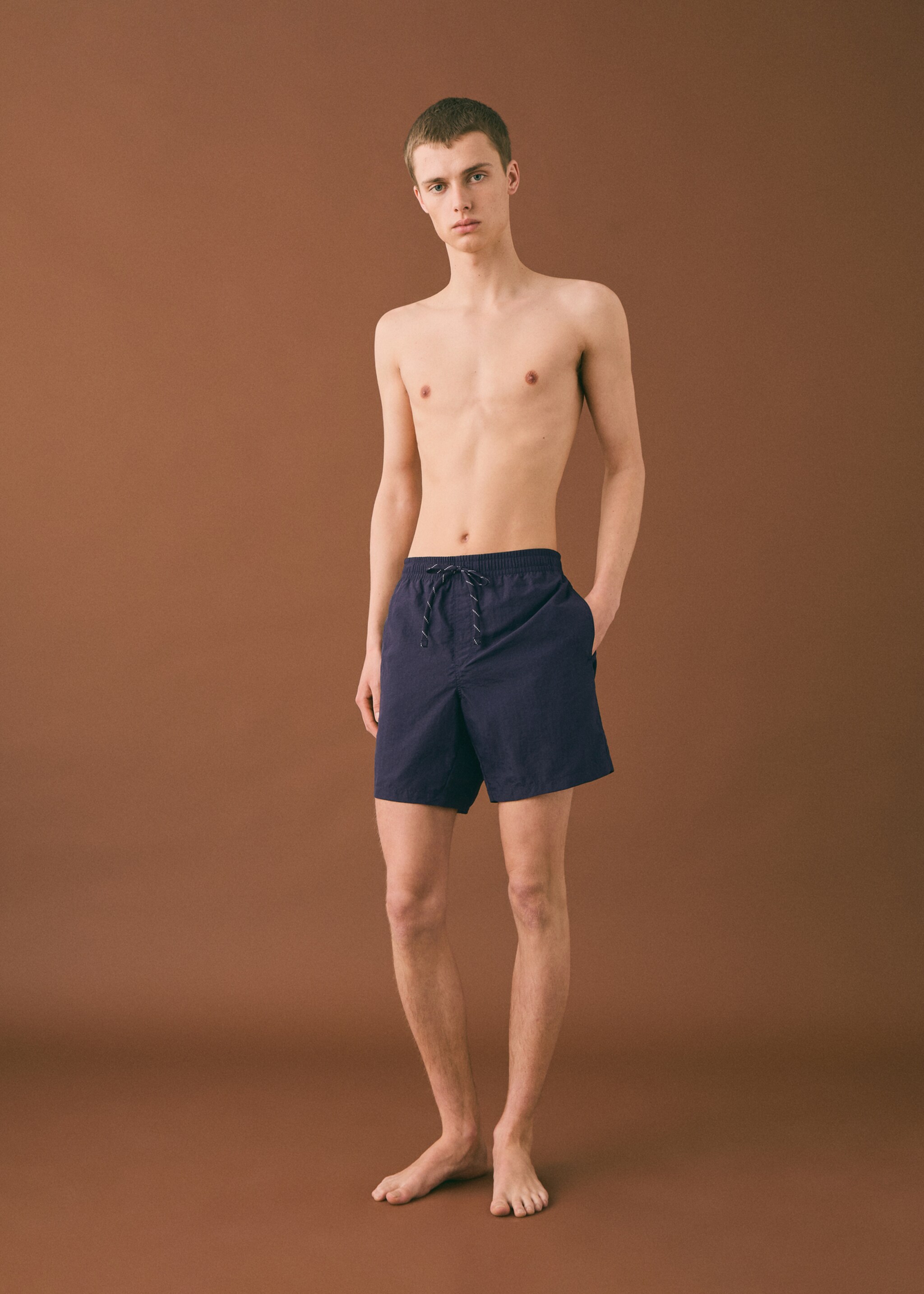 Textured lace swimsuit - General plane, Indigo Blue. Ref: 87015955-00.