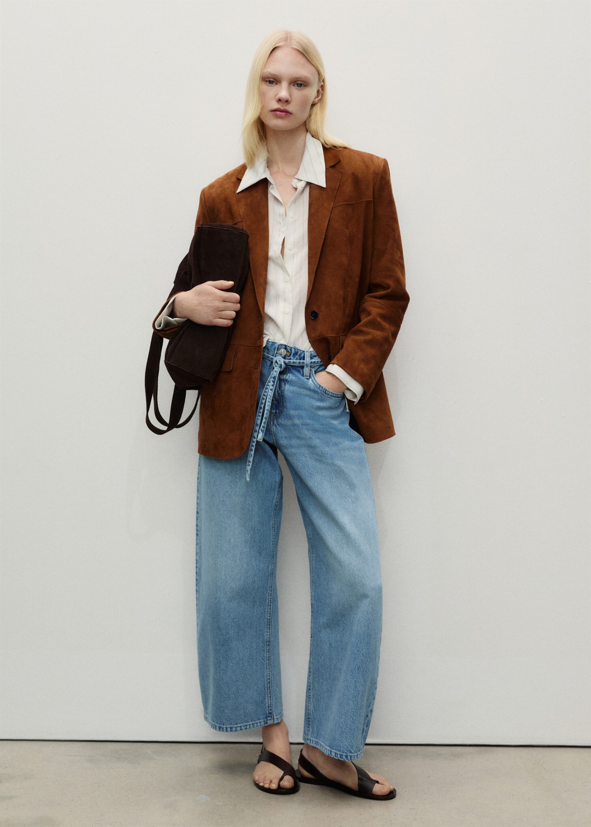 Balloon jeans with belt - General plane, Medium Blue. Ref: 87017176-00.