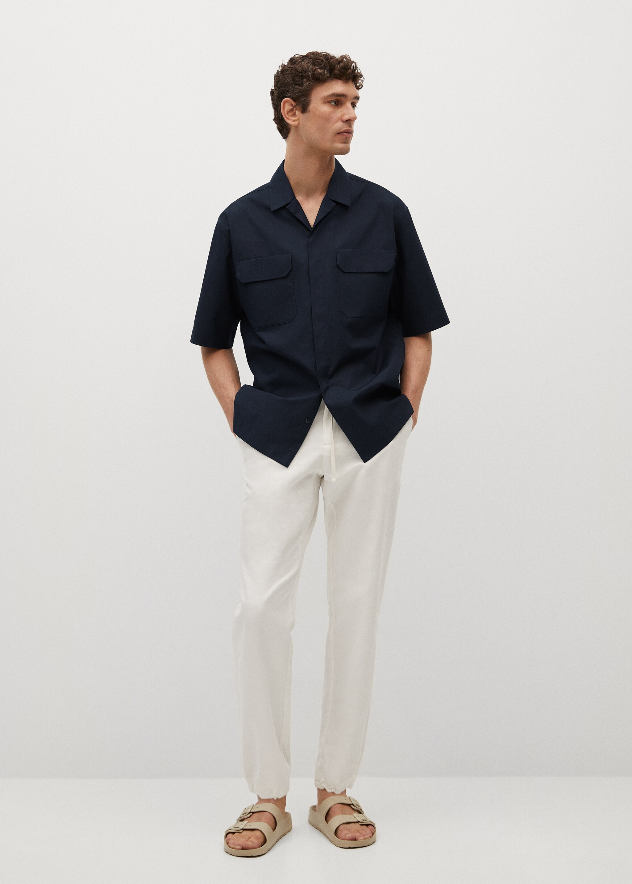 Cotton lyocell shirt with pockets - General plane