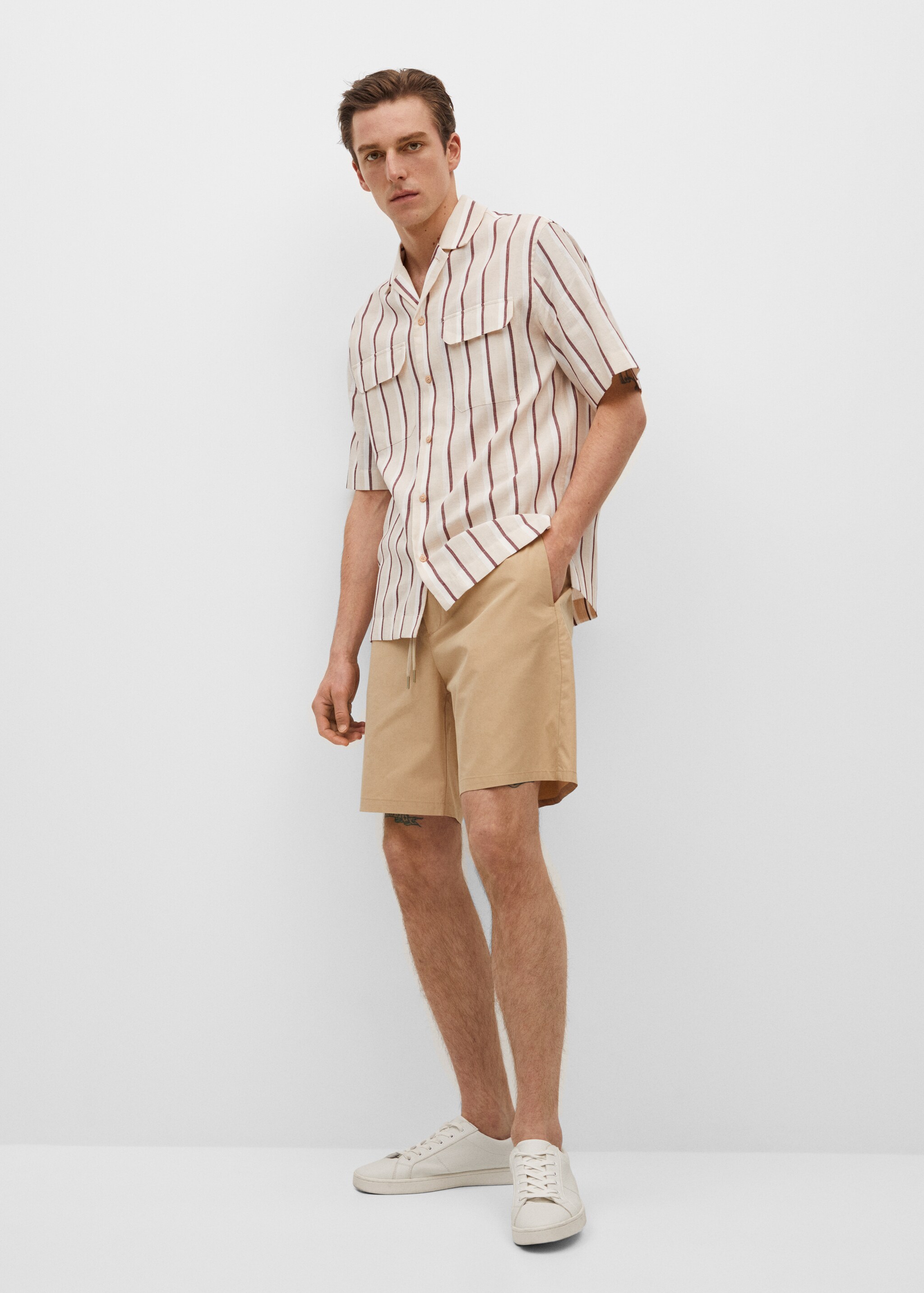 Camisa regular fit lino rayas  - Plano general