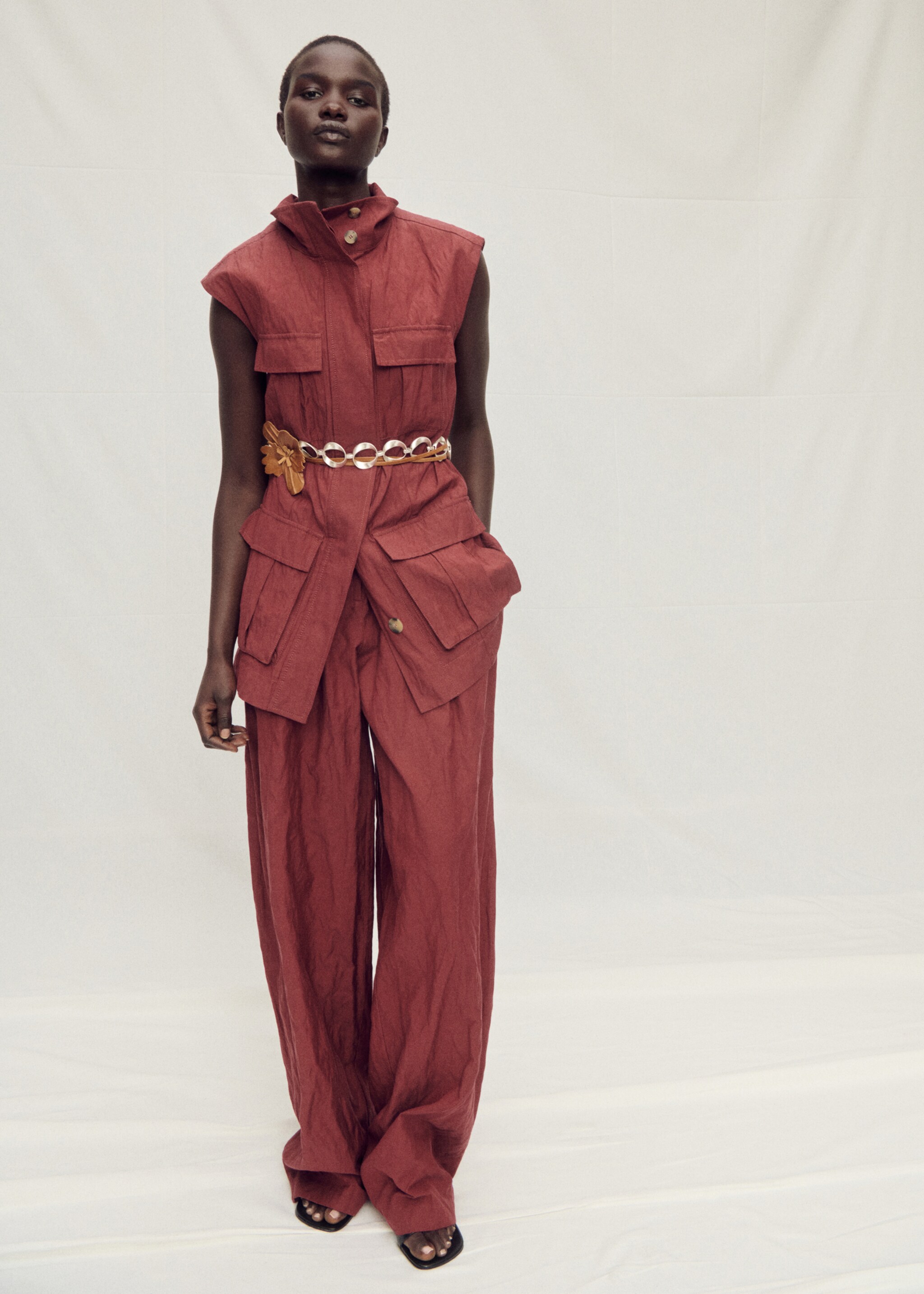 Wide leg suit trousers with a creased effect - General plane, Wine. Ref: 87017718-00.