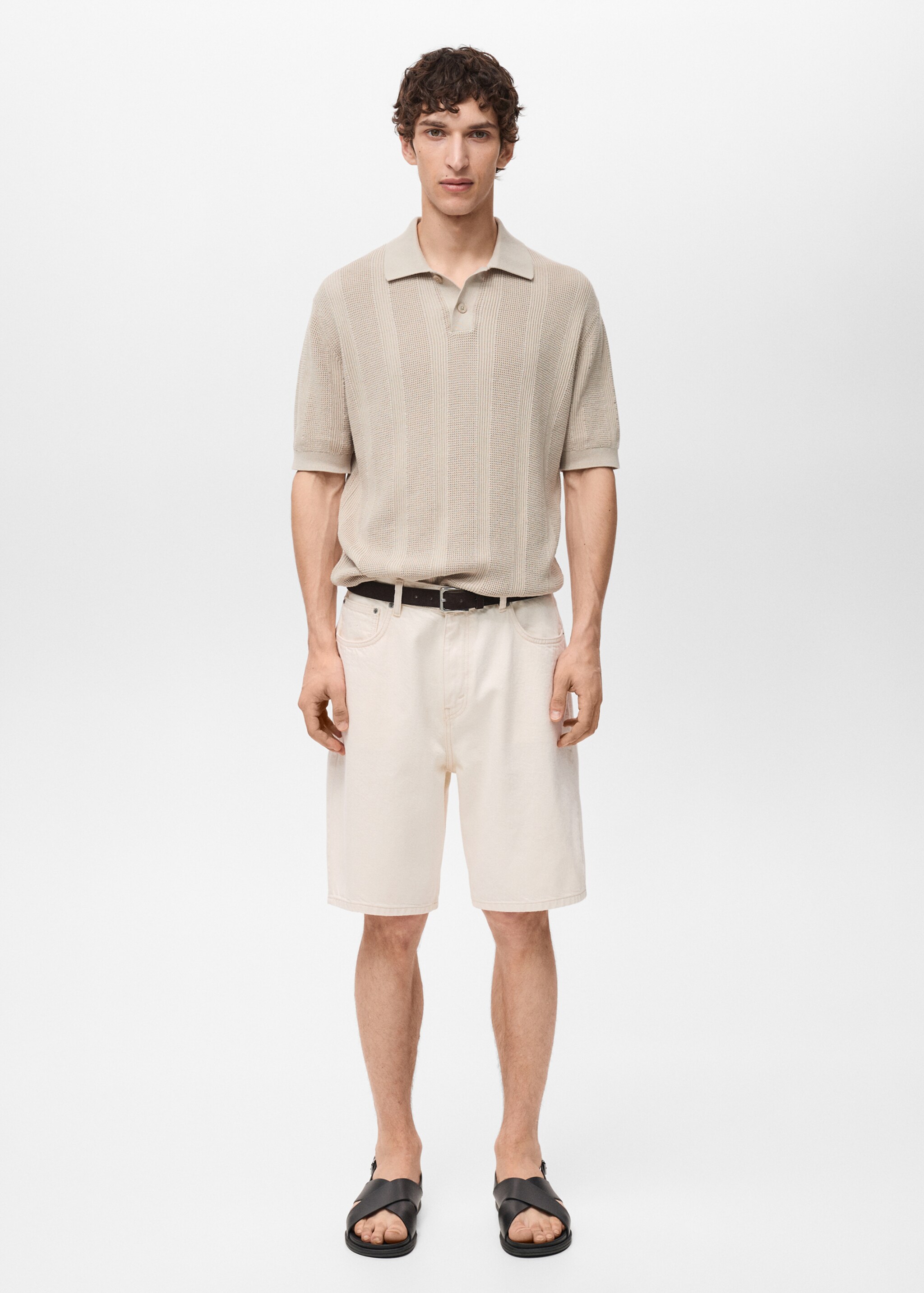 Denim relaxed-fit bermuda shorts - General plane, Off White. Ref: 87017890-00.
