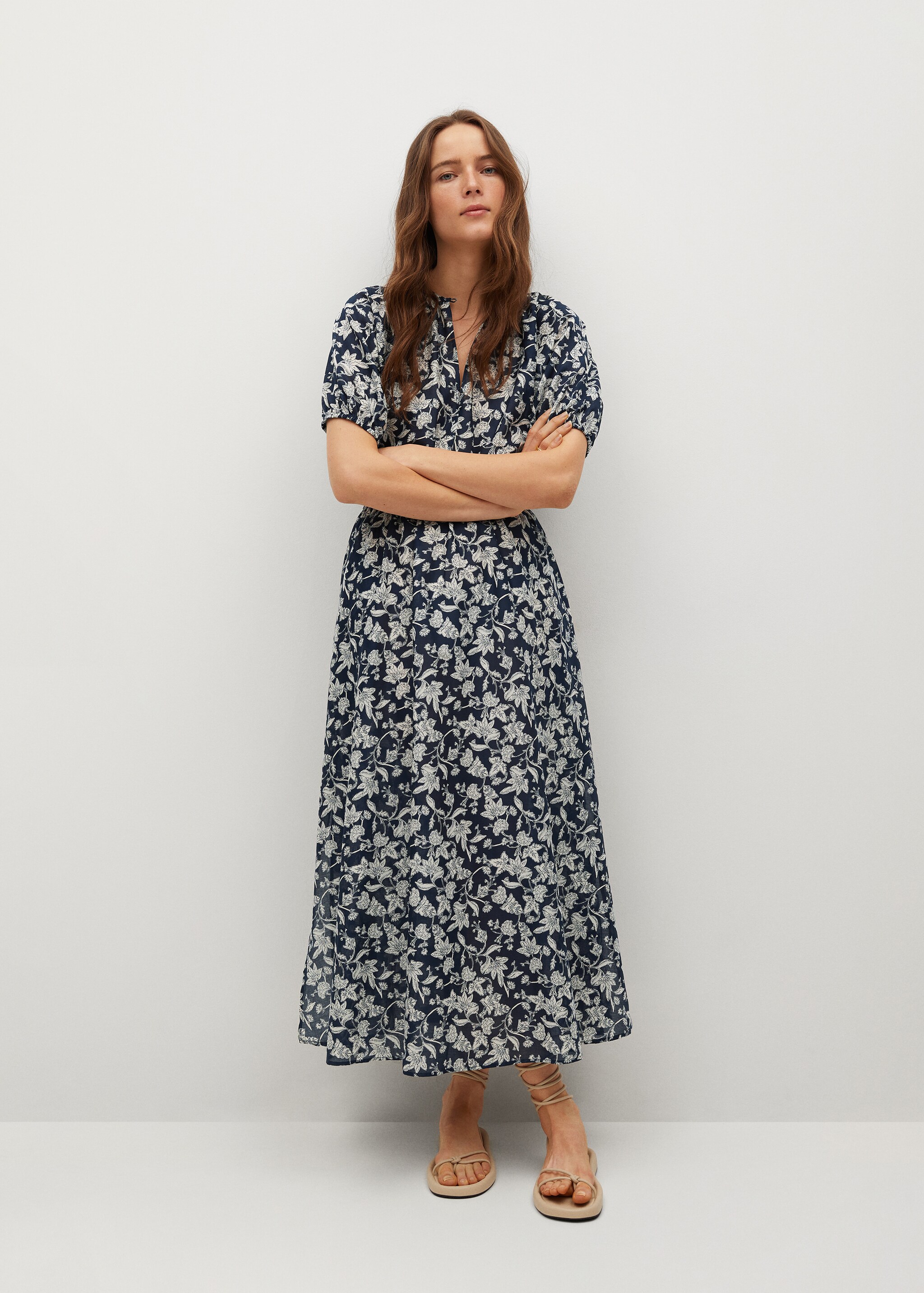 Gekräuseltes Printkleid - Allgemeine Ansicht