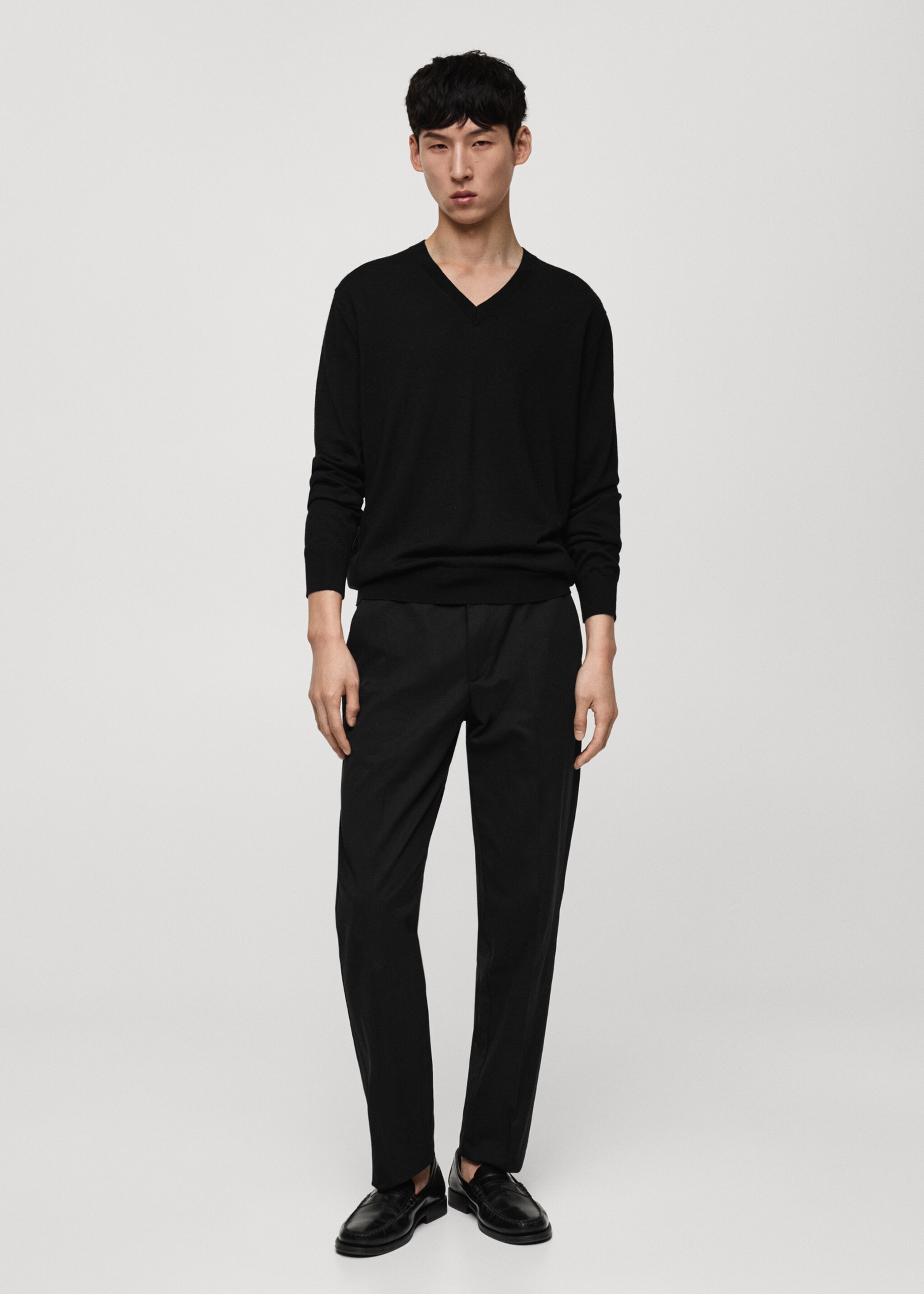 Regular-fit cotton trousers - General plane, Black. Ref: 87020252-00.