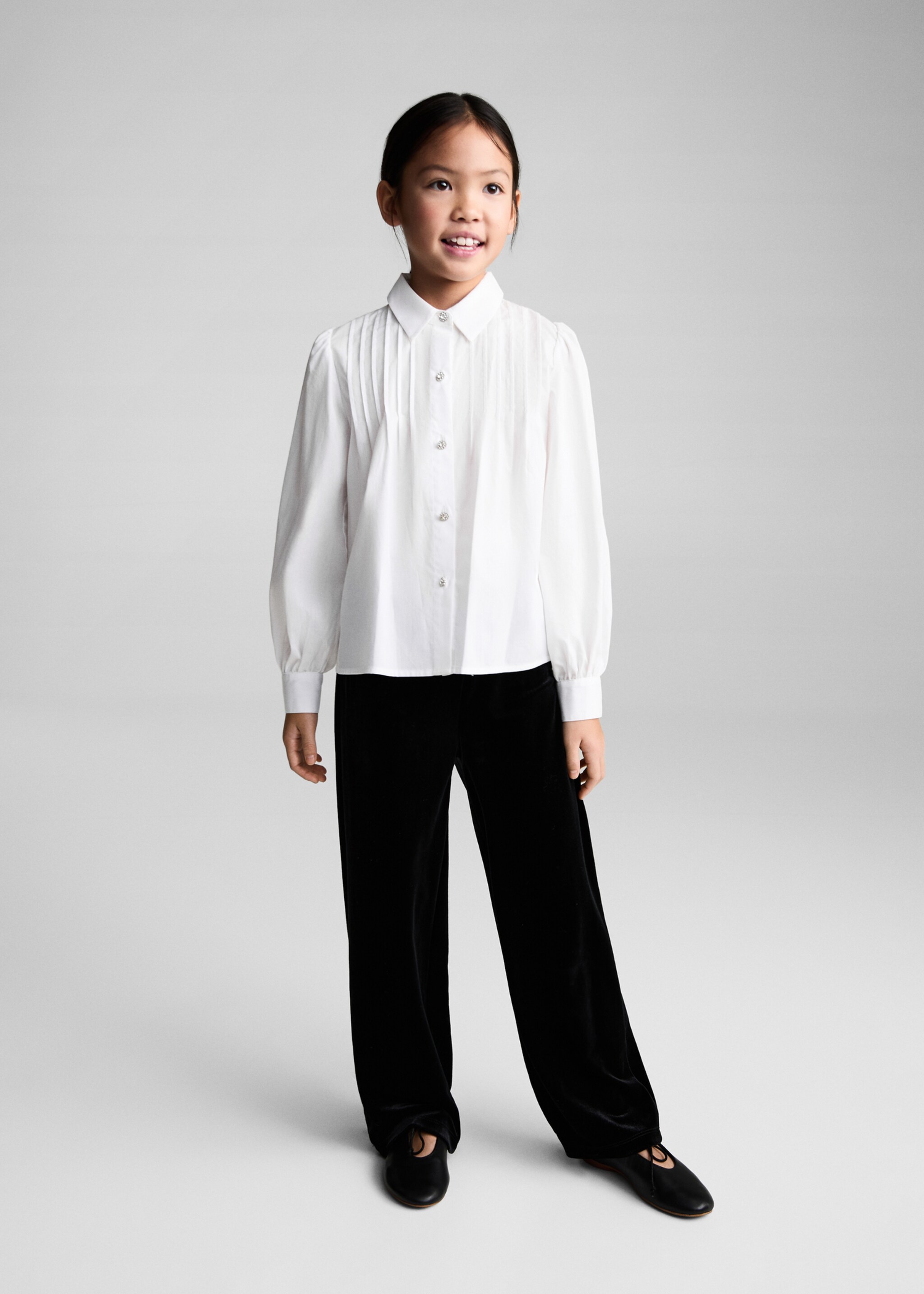 Cotton shirt with jewel buttons - General plane, White. Ref: 87020258-00.