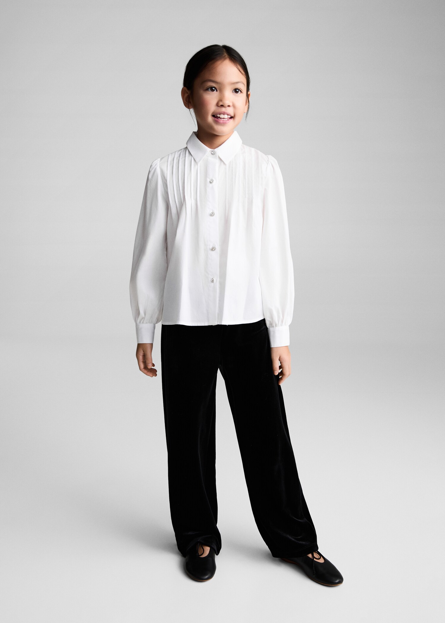 Cotton shirt with jewel buttons - General plane