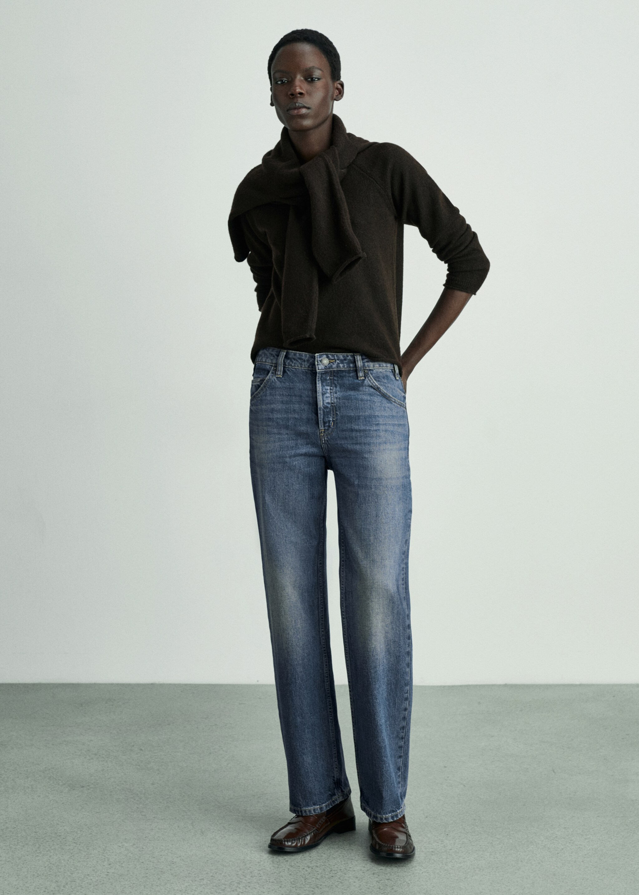 Mid-rise straight jeans - General plane, Dark Blue. Ref: 87020429-00.