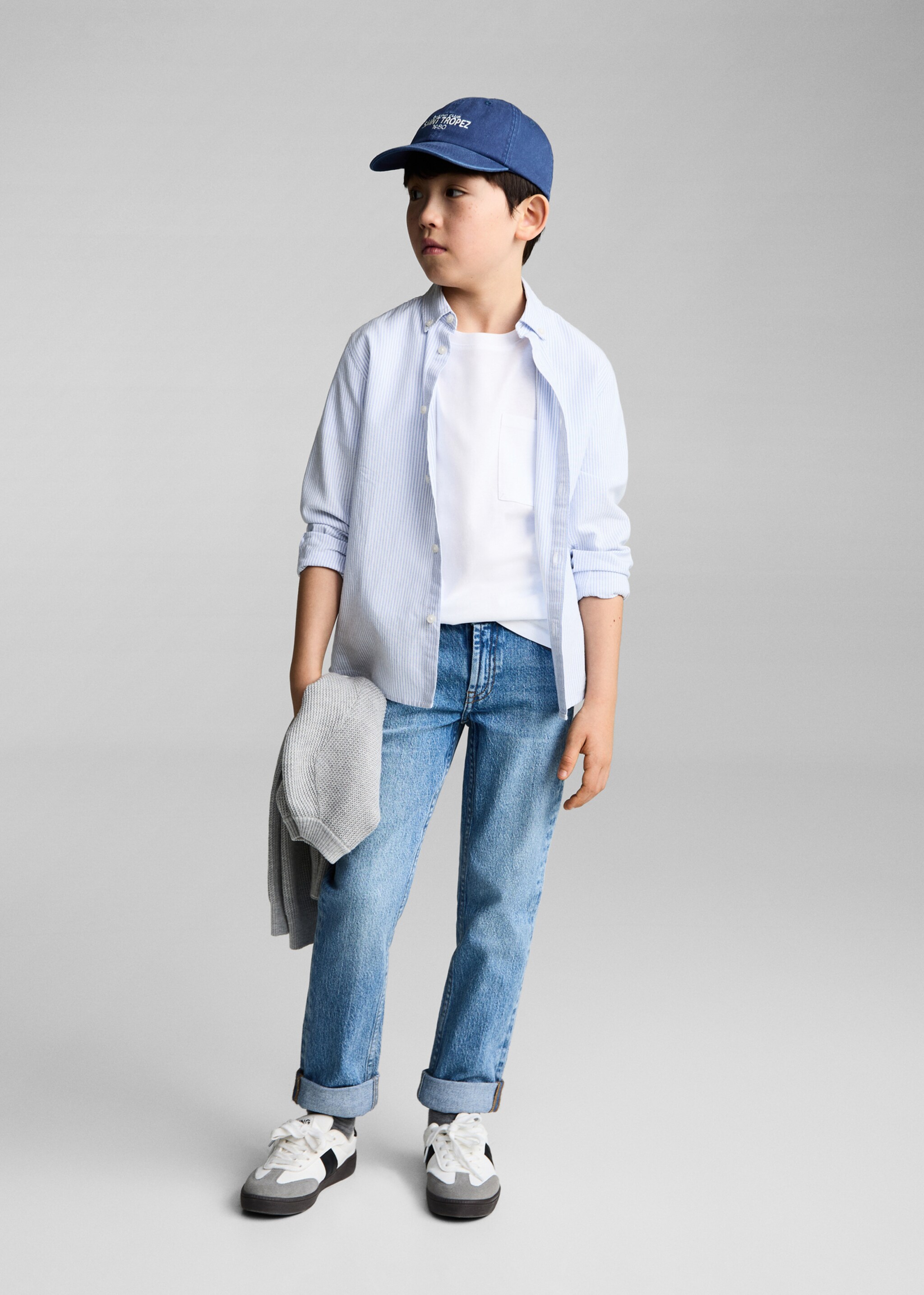 Camisa 100% cotó ratlles Òxford - Pla general, Blau cel. Ref: 87020432-00.