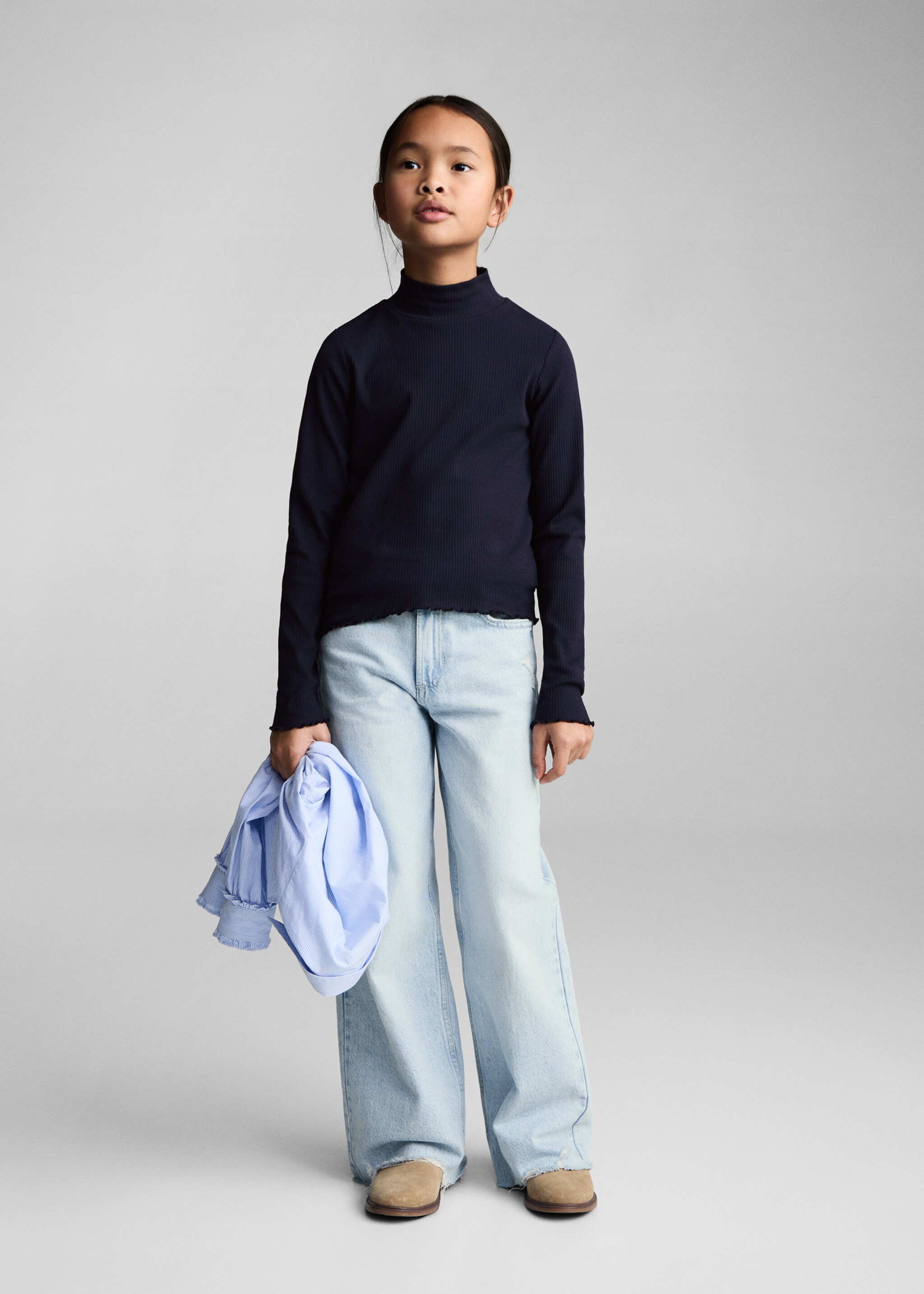 Ribbed high neck t-shirt - General plane, Dark Navy. Ref: 87020447-00.