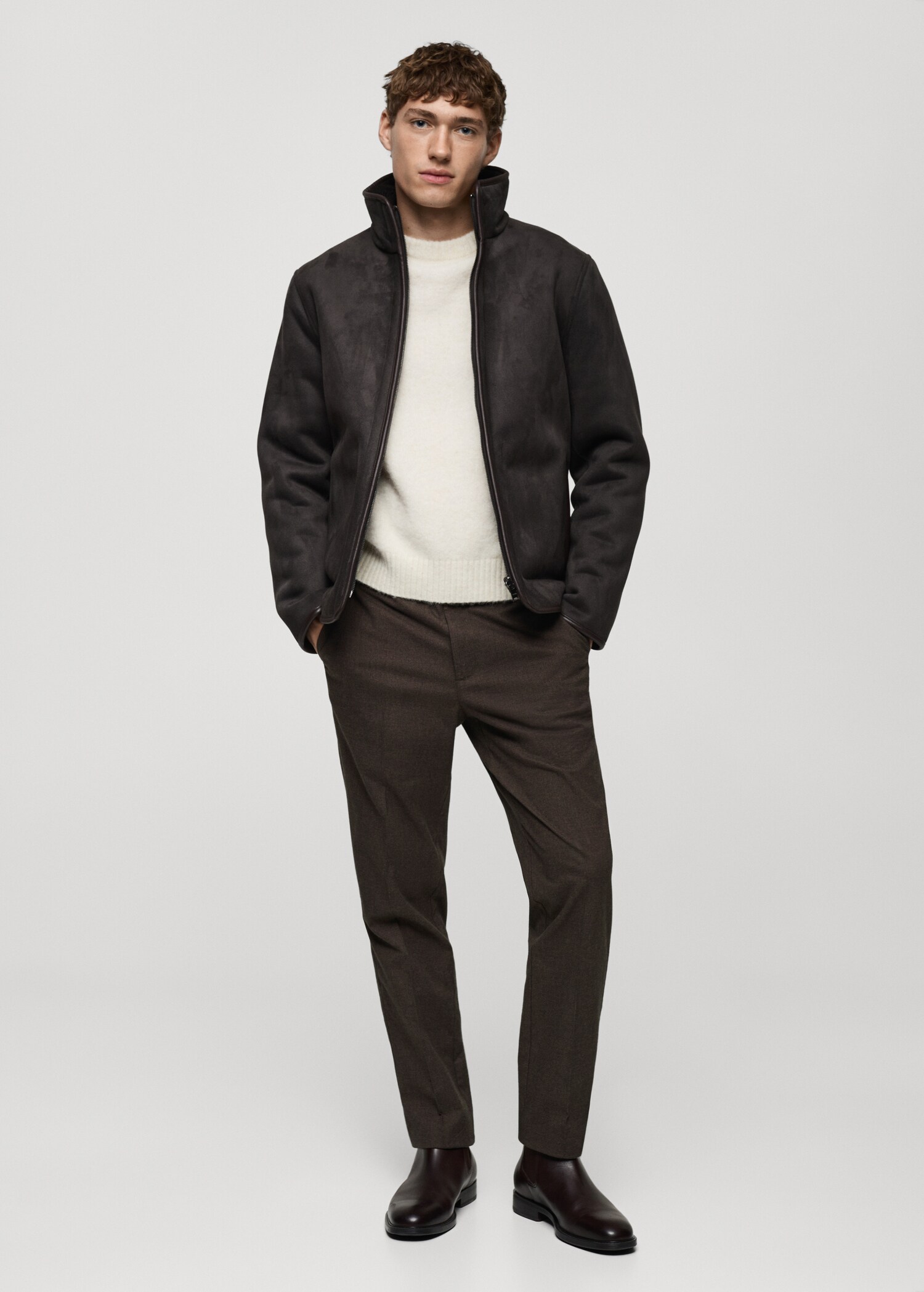 Flanellhose mit Mikro-Fischgrätmuster - Allgemeine Ansicht