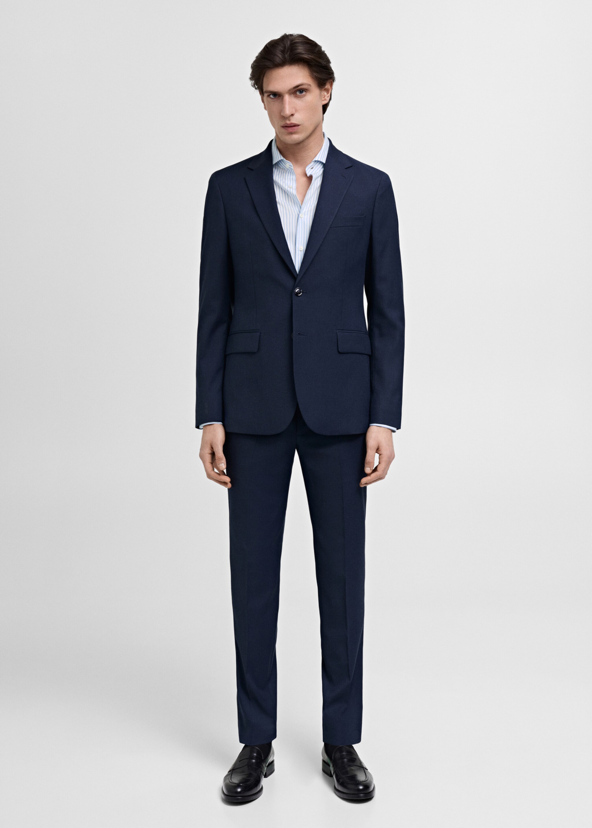 Slim fit cotton striped suit shirt - General plane, Sky Blue. Ref: 87020612-00.