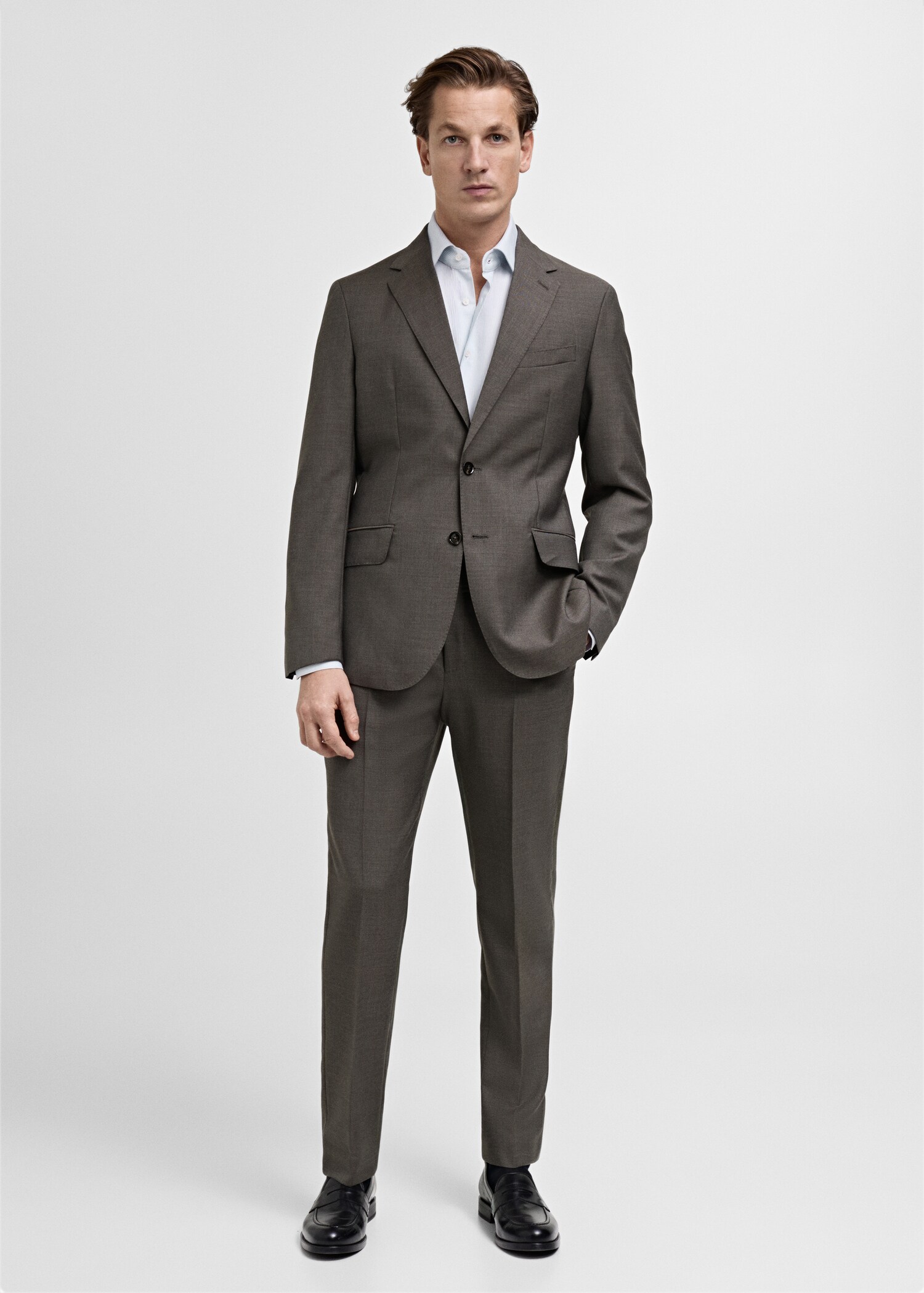 100% cotton striped suit shirt - General plane