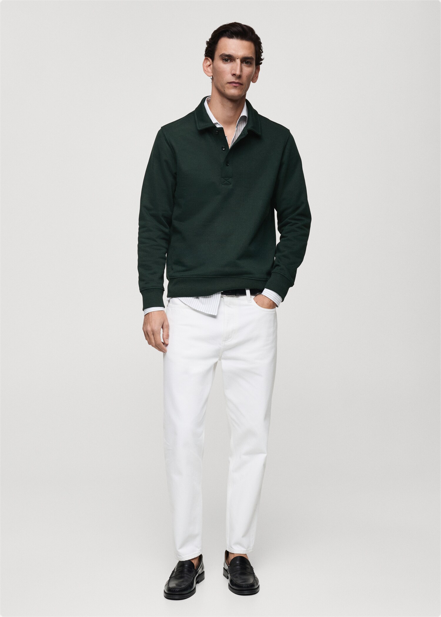 Polo-Sweatshirt mit angerauter Innenseite und regulärer Passform - Allgemeine Ansicht