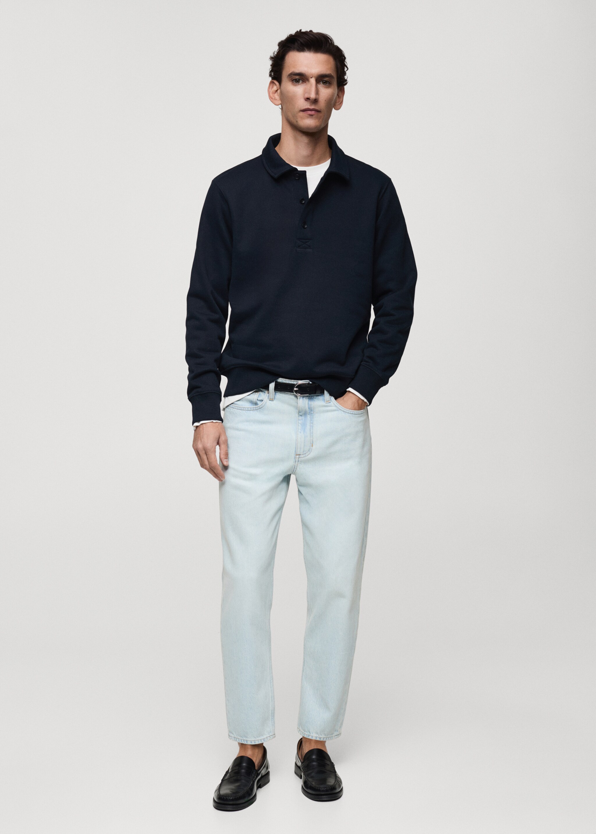 Brushed regular-fit polo sweatshirt - General plane, Dark Navy. Ref: 87020619-00.