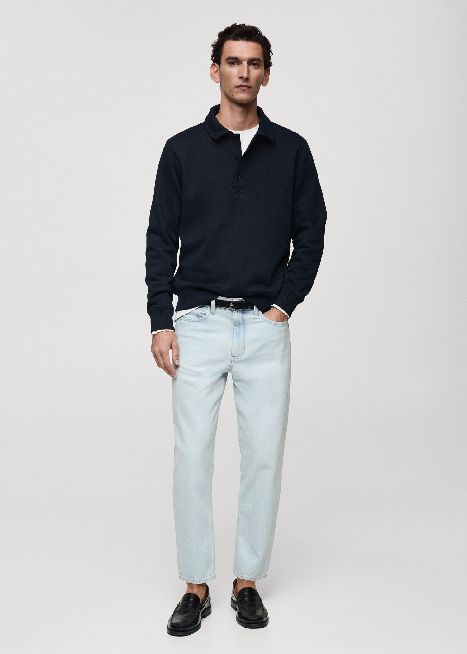 Polo-Sweatshirt mit angerauter Innenseite und regulärer Passform - Allgemeine Ansicht