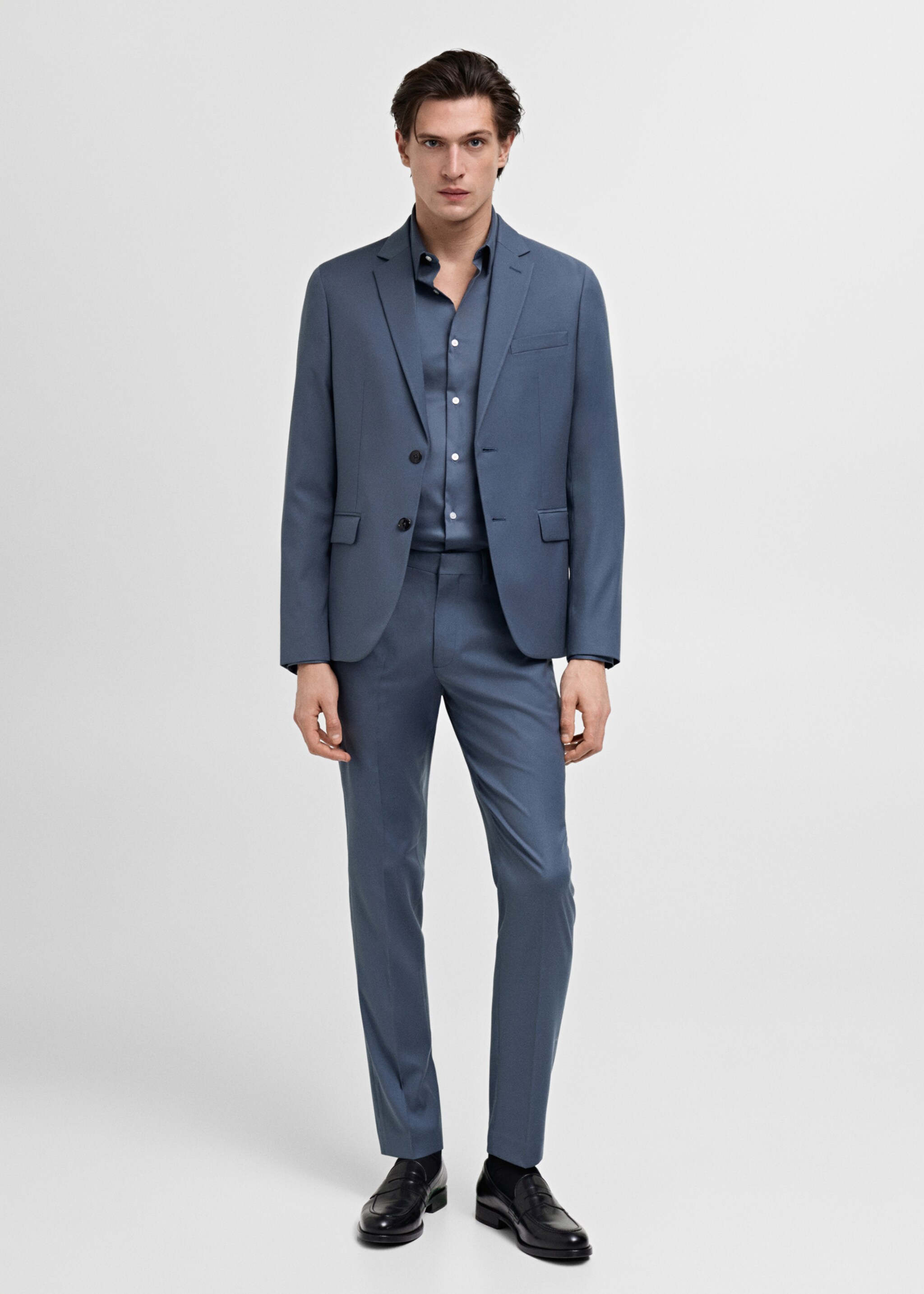 Stretch fabric super slim-fit suit trousers - General plane, Sky Blue. Ref: 87020632-00.