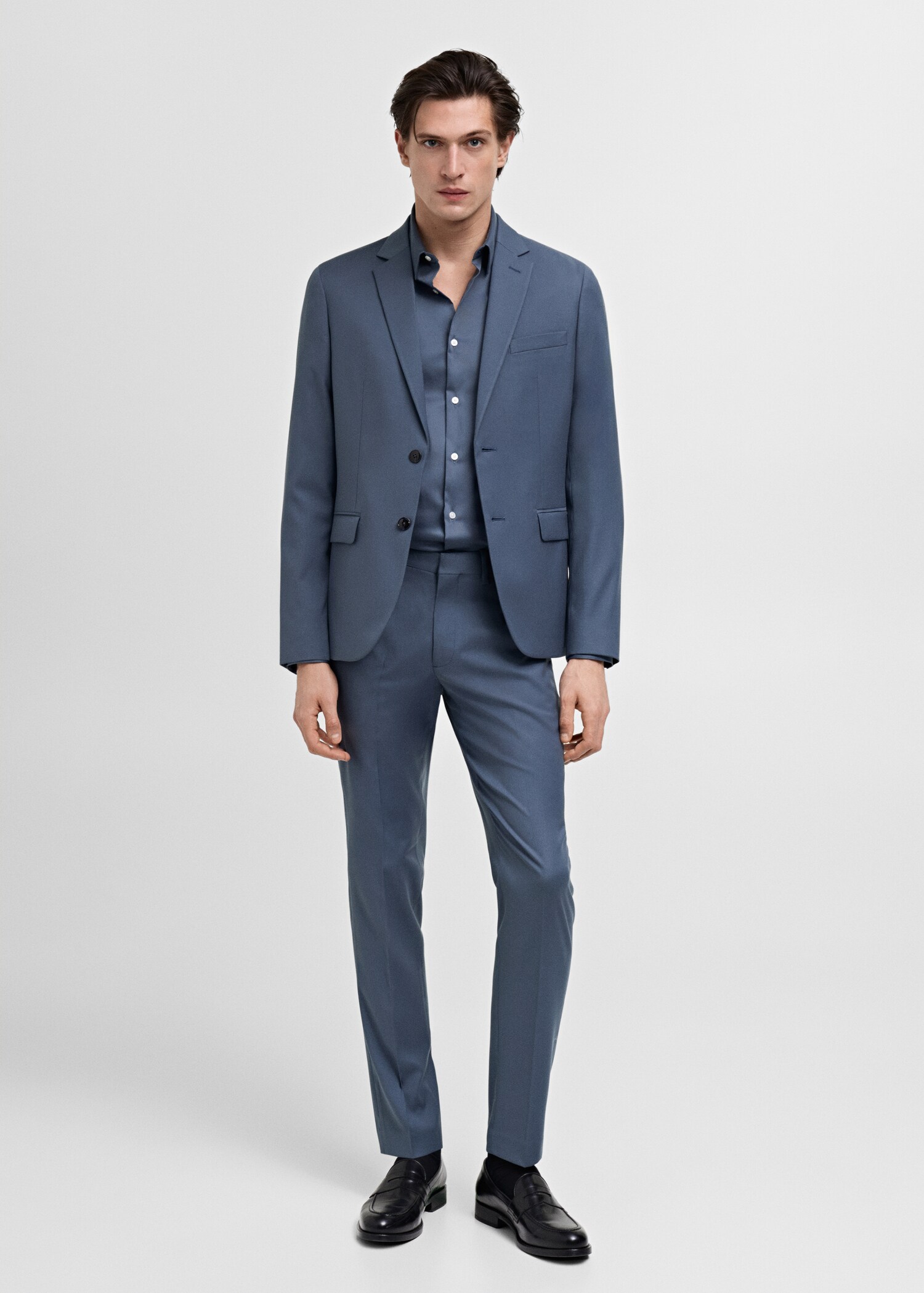 Stretch fabric super slim-fit suit trousers - General plane