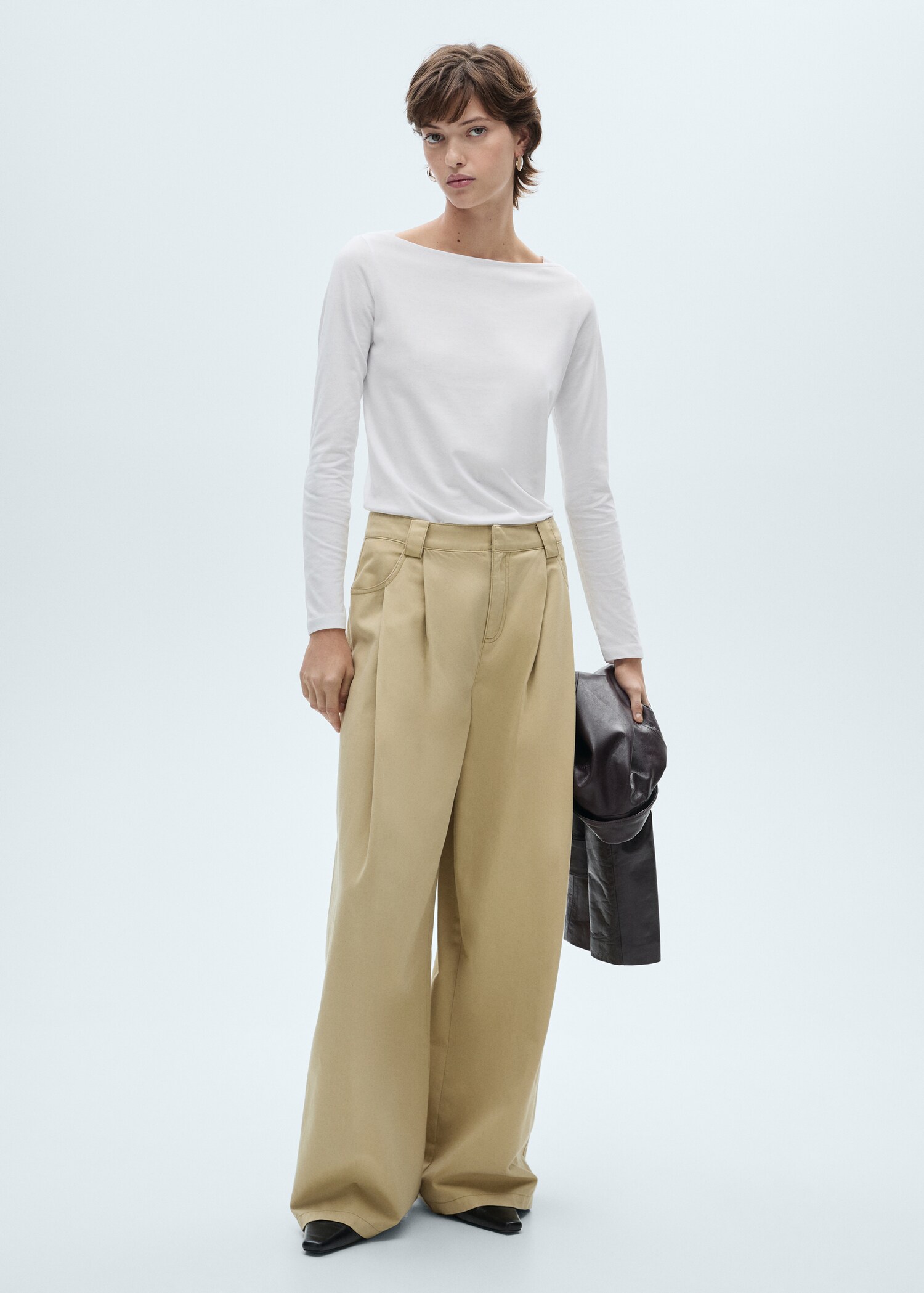 Cotton boat neck t-shirt - General plane