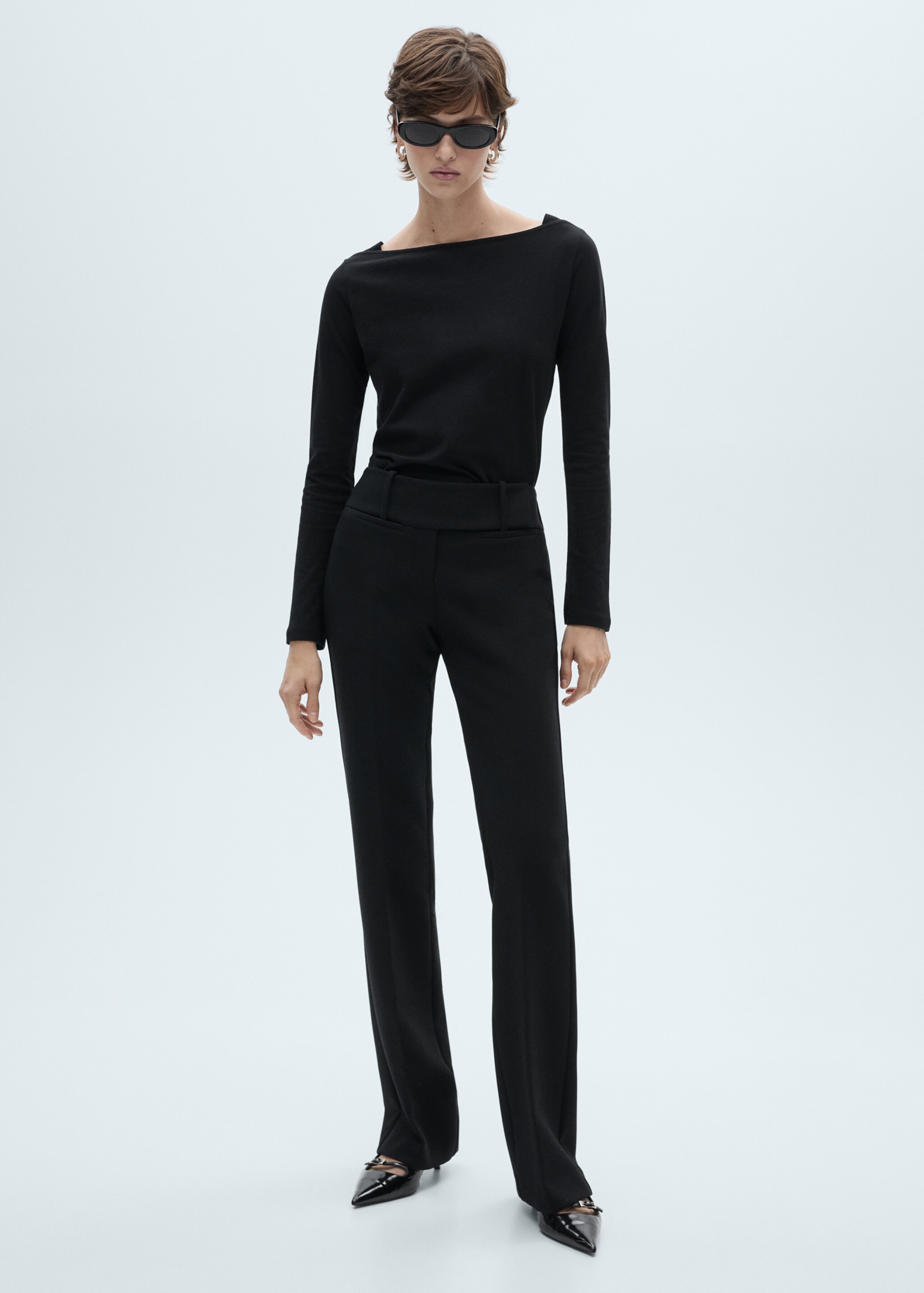 Cotton boat neck t-shirt - General plane, Black. Ref: 87020642-00.