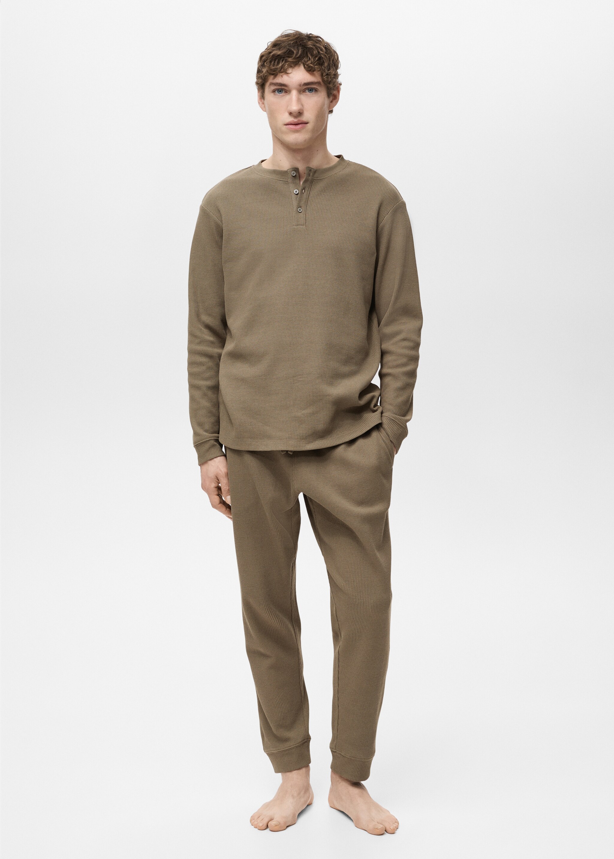 Cotton structured pyjama pack - General plane, Khaki. Ref: 87020645-00.