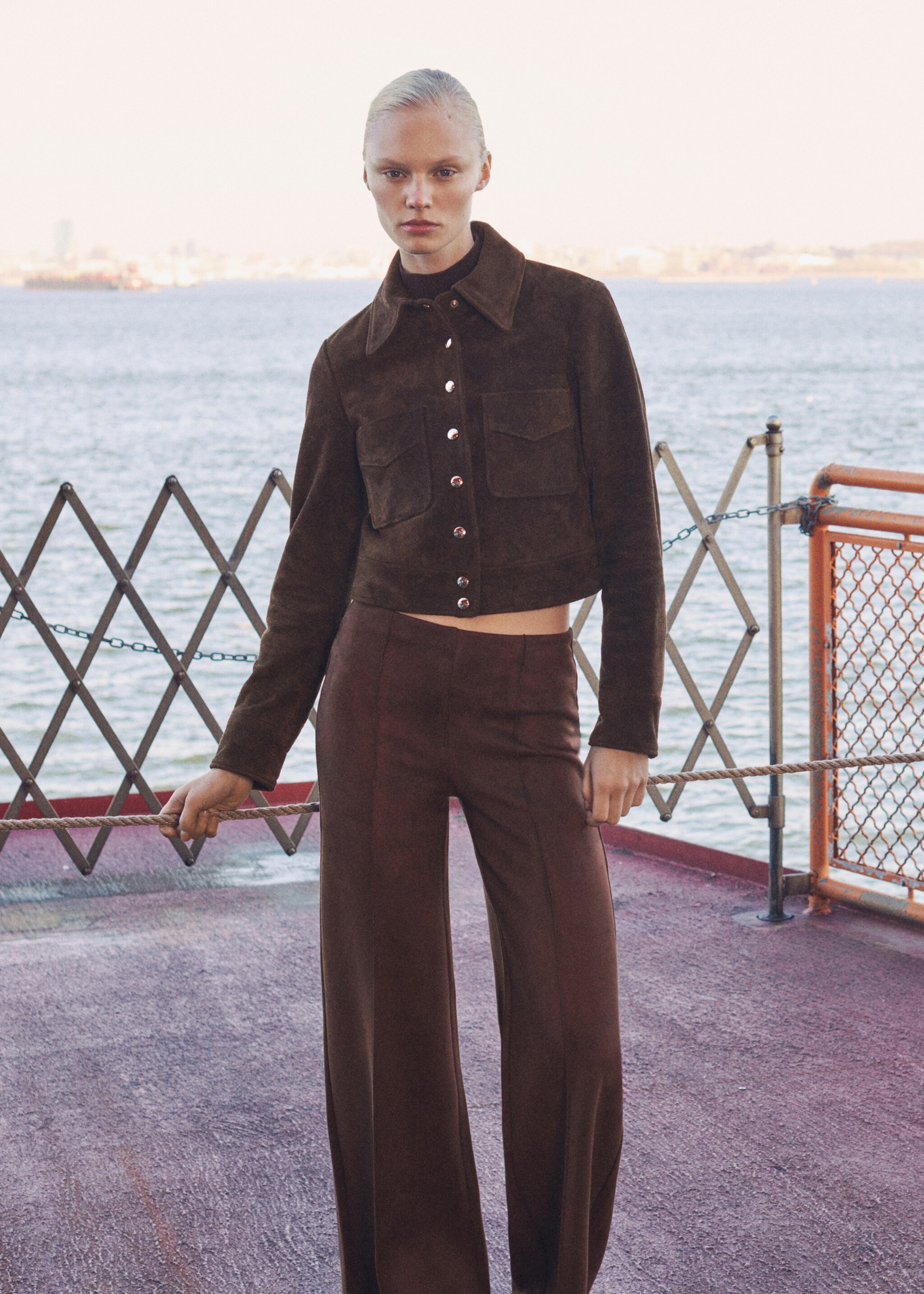 Suede jacket with pockets - General plane, Chocolate. Ref: 87020652-00.