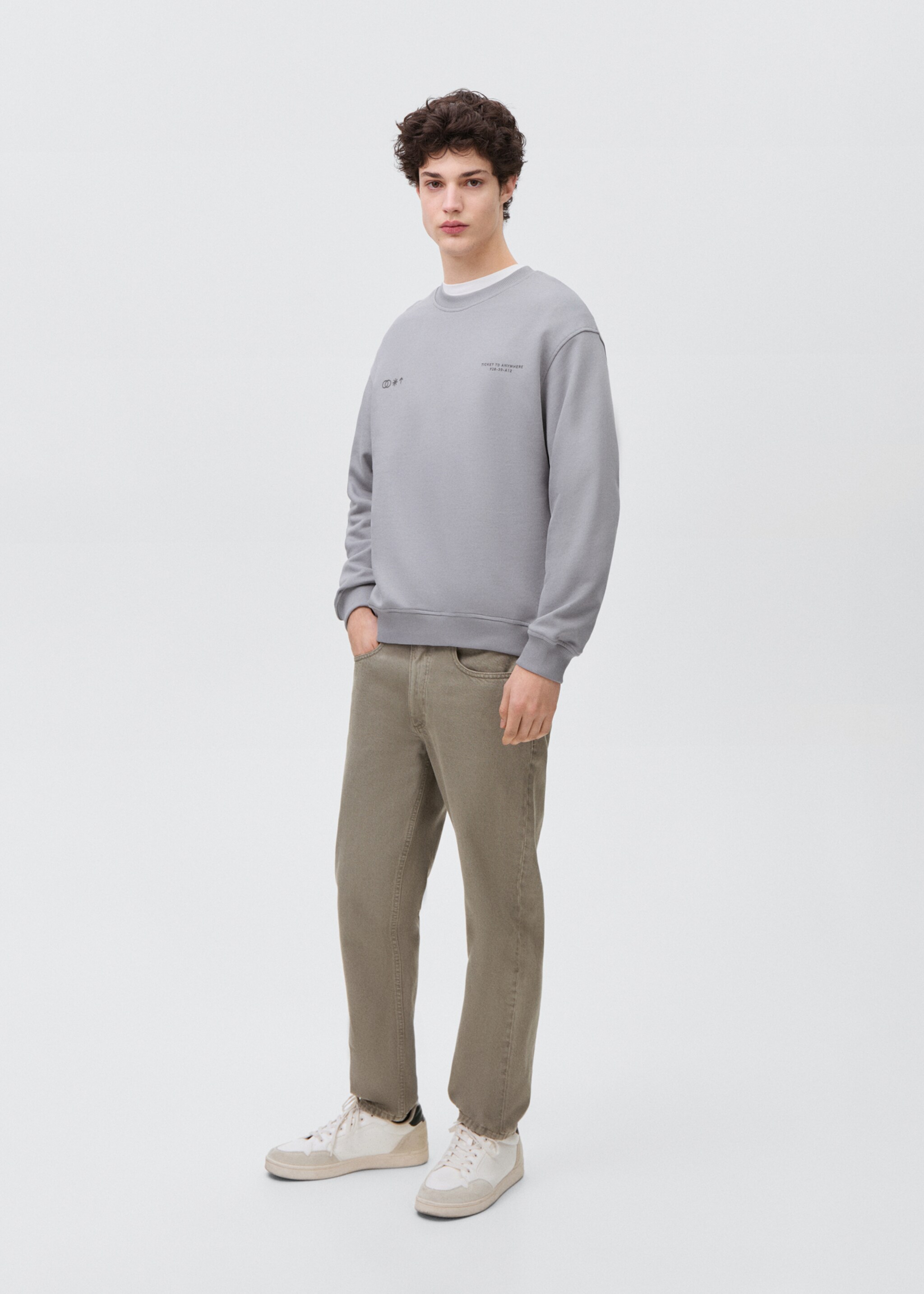 Sweater coton message - Plan général, Bleu ciel. Ref: 87021061-00.