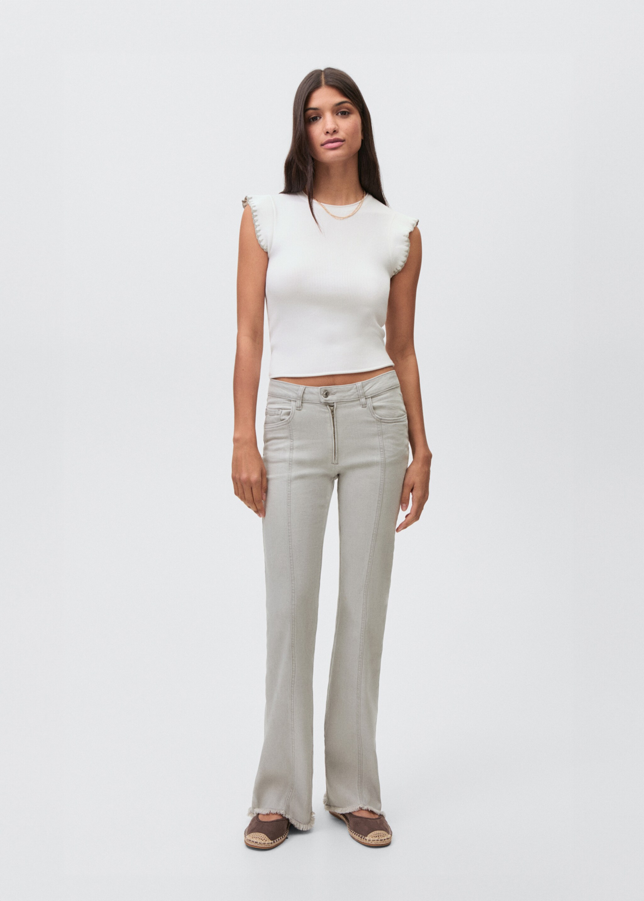 Low-waist jeans met stiksels - Overzichtstekening, Grijs denim. Ref: 87021514-00.