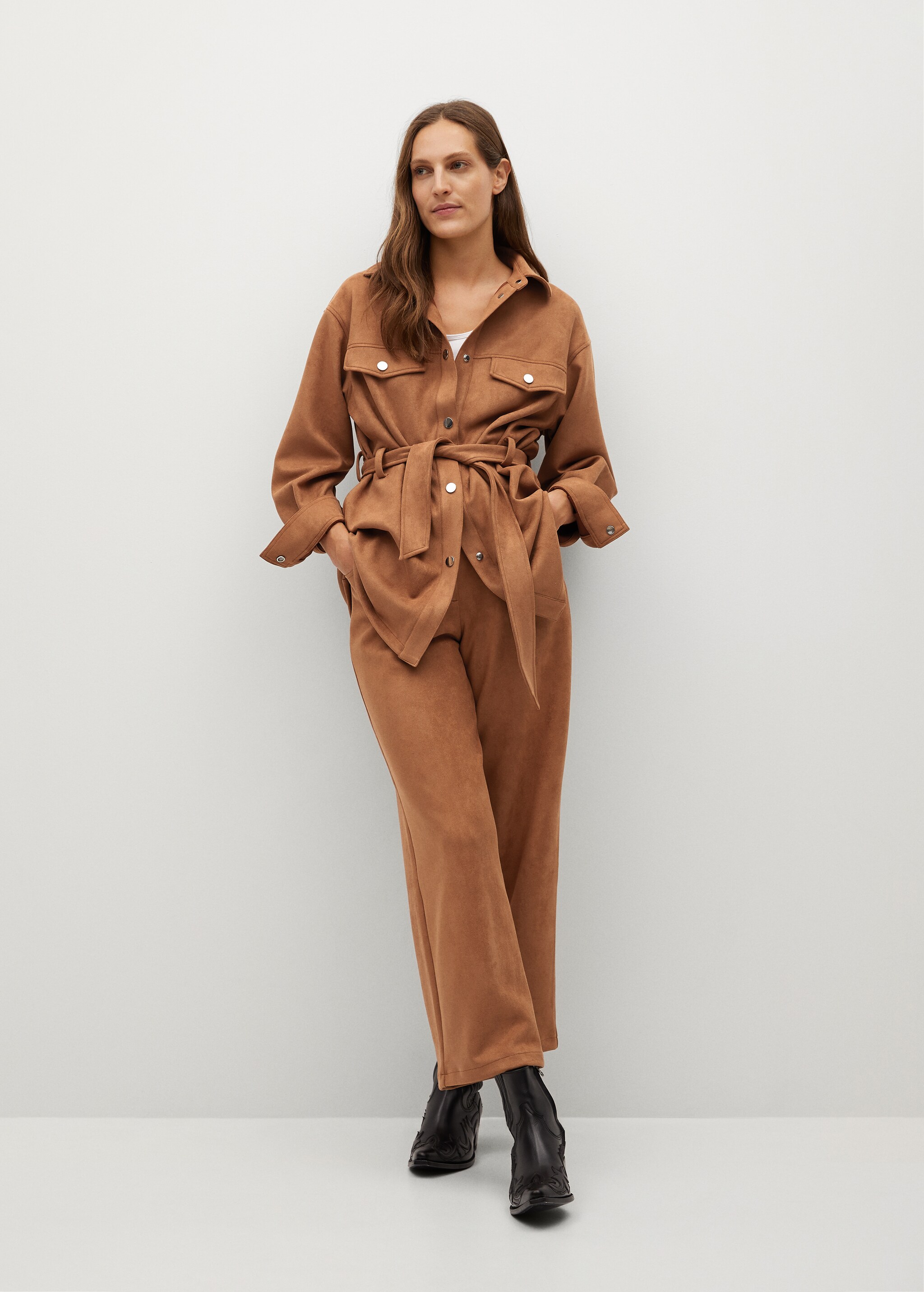 Leather-effect straight trousers - General plane
