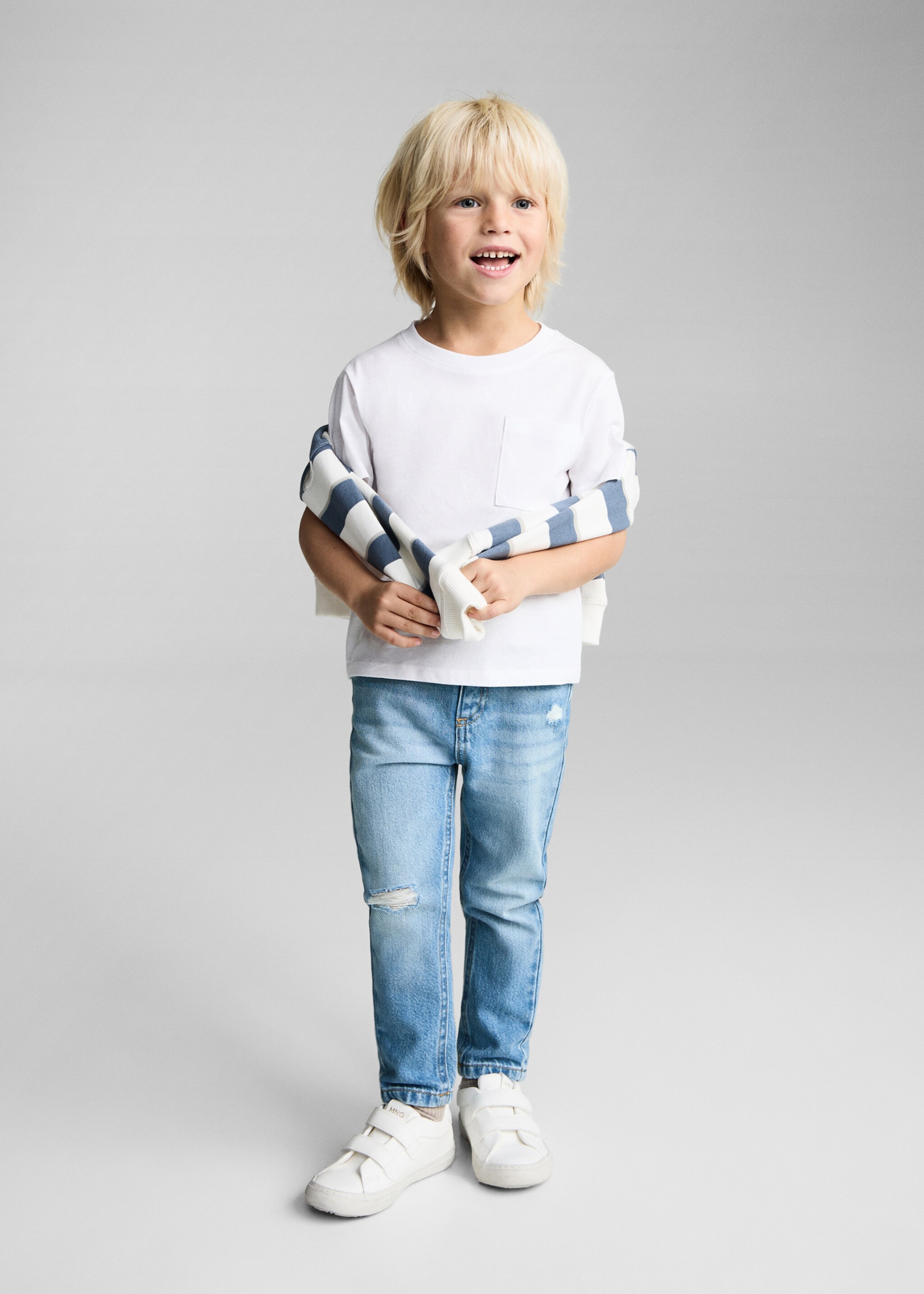 Ripped details skinny-fit jeans - General plane, Medium Blue. Ref: 87022534-00.