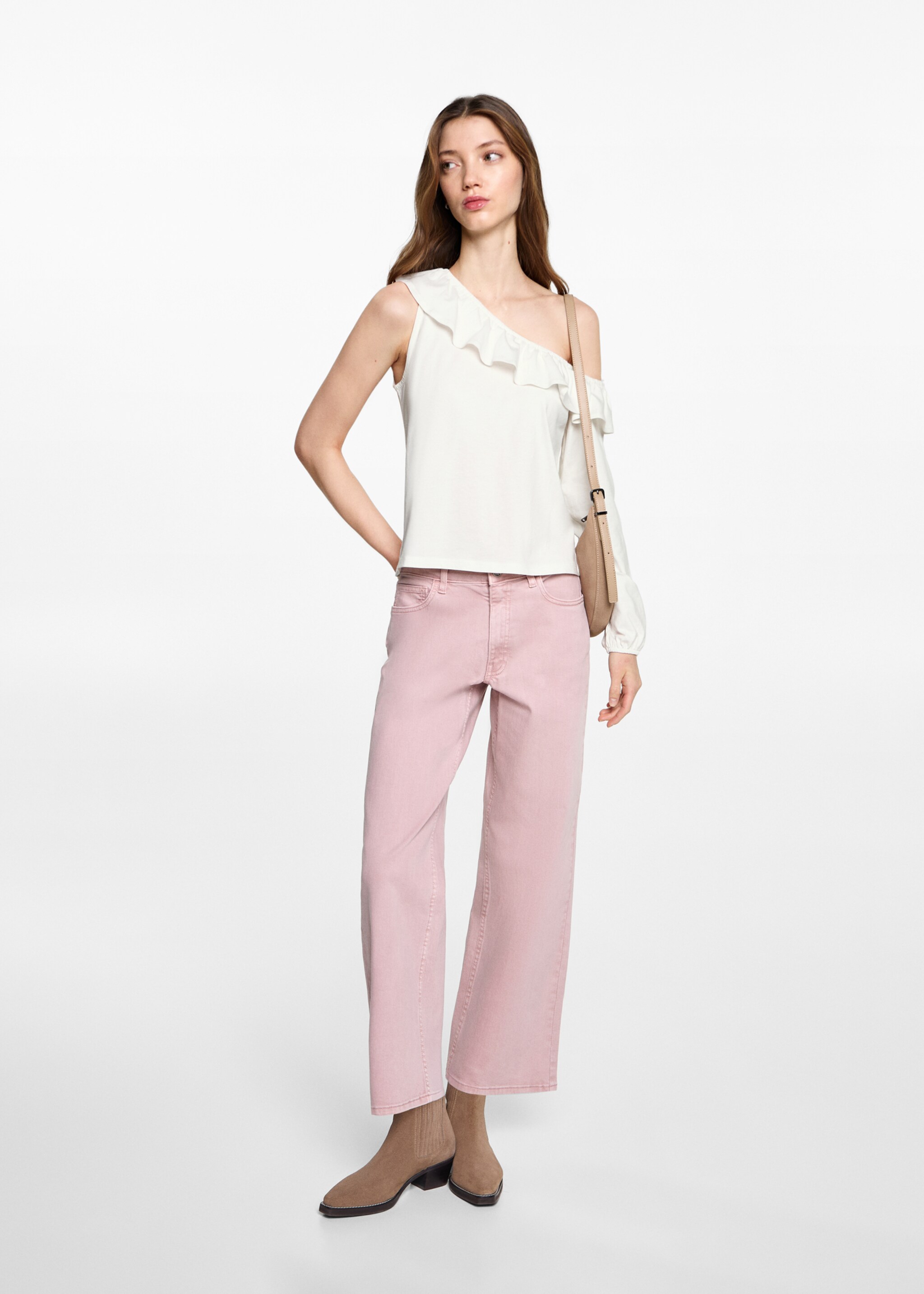 Ruffled asymmetric T-shirt - General plane, Off White. Ref: 87023277-00.