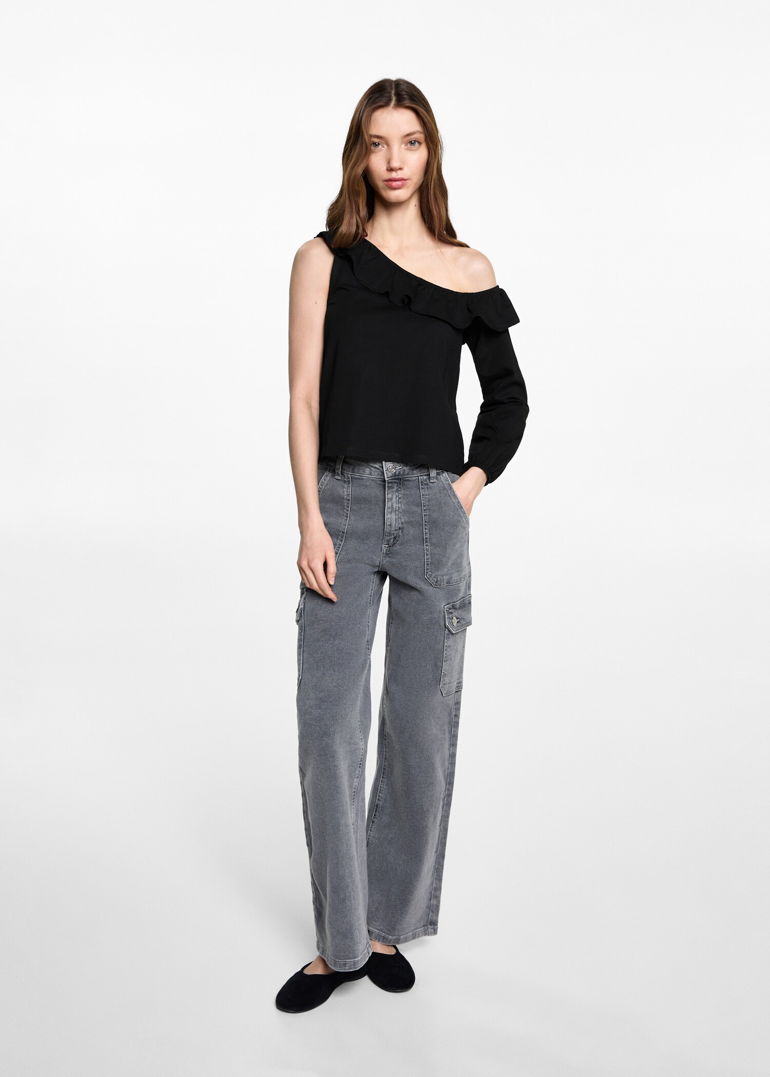 Ruffled asymmetric T-shirt - General plane