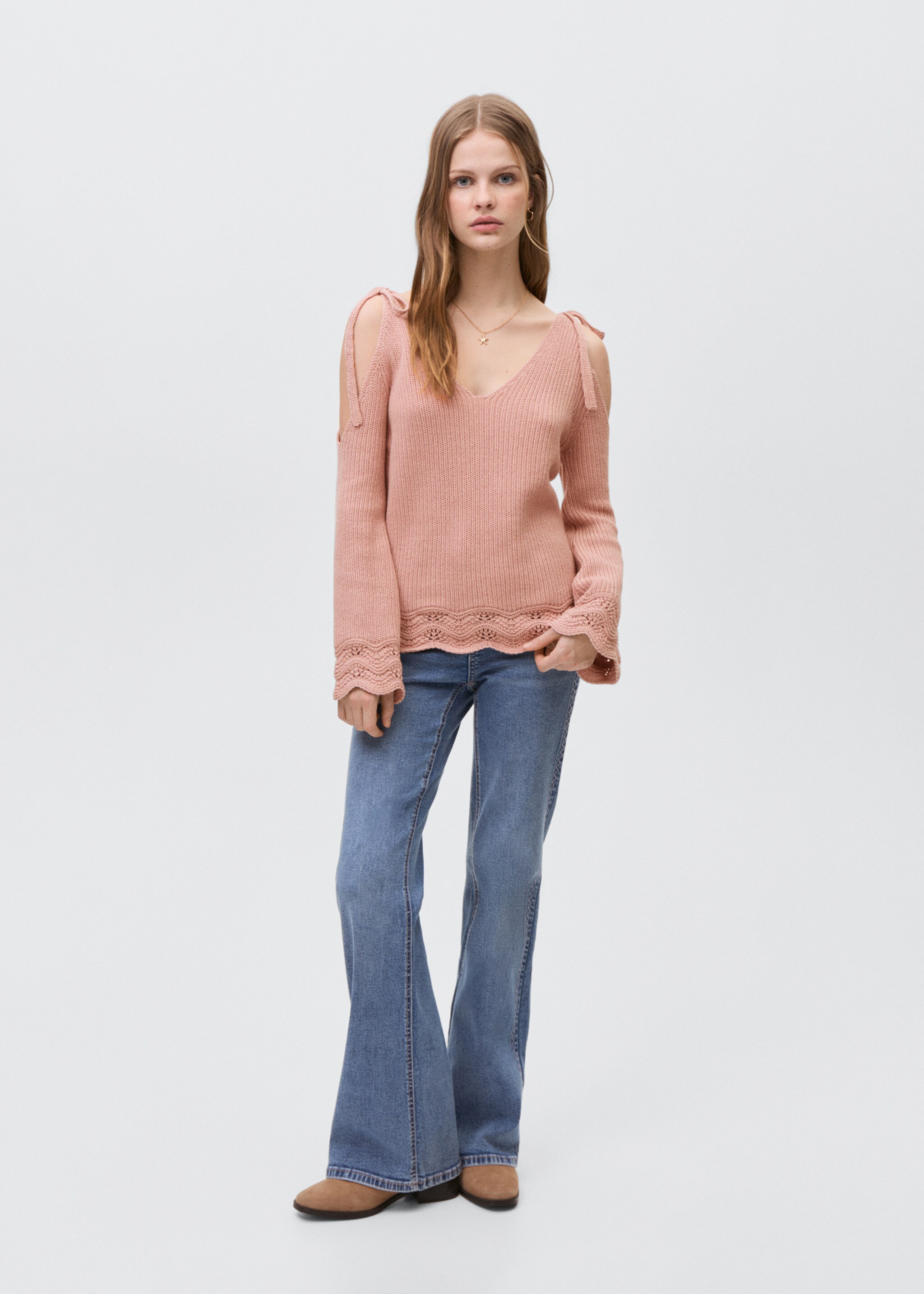 Pull-over cut out - Plan général, Rose pastel. Ref: 87023278-00.