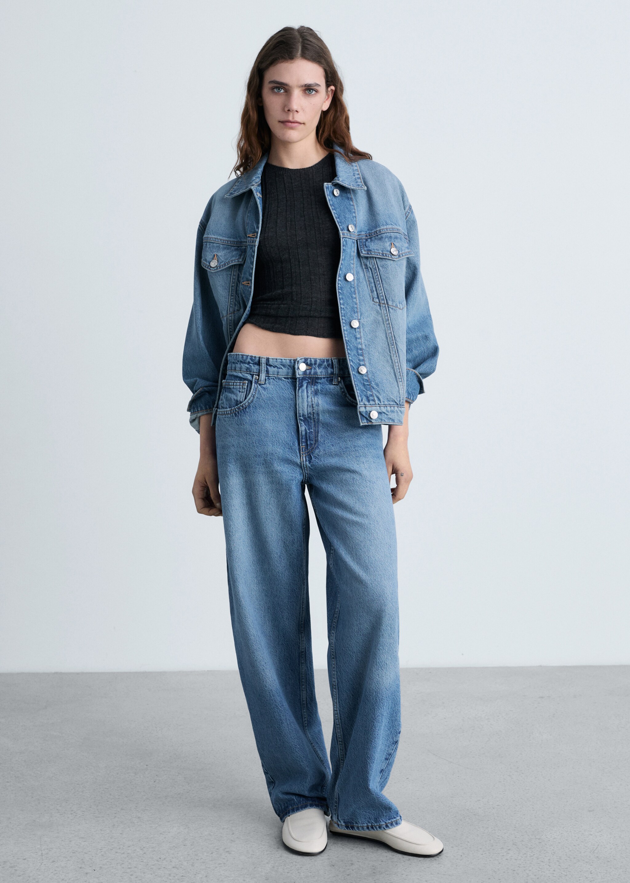 Balloon jeans med medelhög midja - Allmän bild, Mellanblå. Ref: 87023289-00.