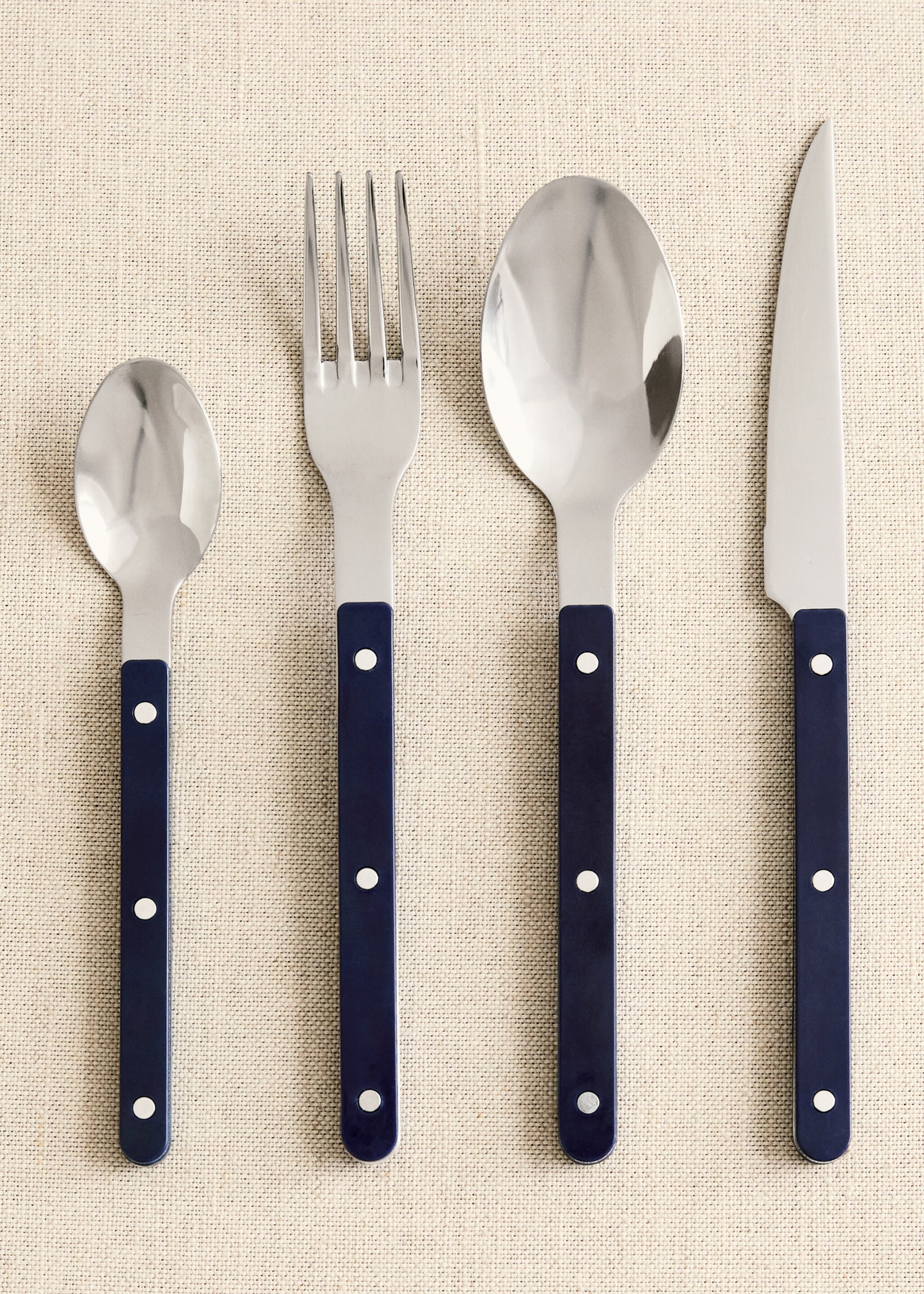 Cutlery set of 4 pieces with resin handles - General plane, Blue. Ref: 87023294-00.