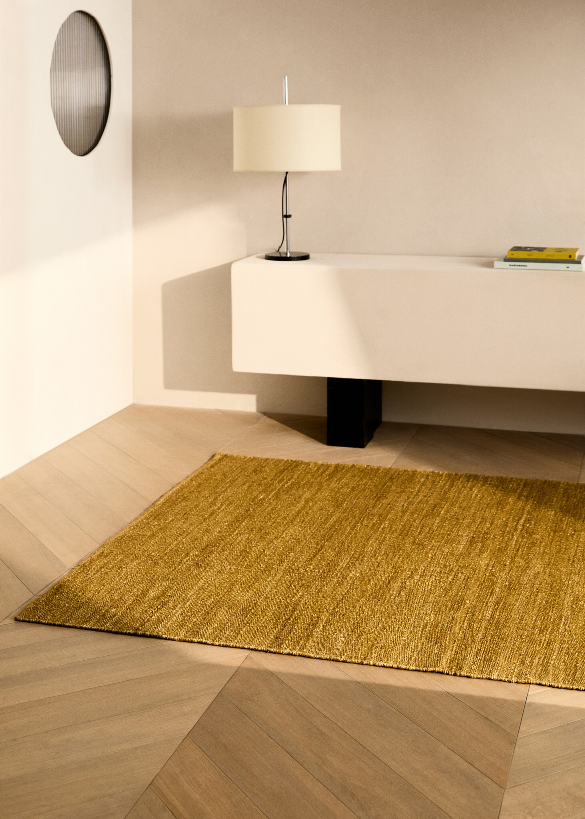 Overdyed geflochtener Teppich - Allgemeine Ansicht, Senfgelb. Ref: 87023295-00.