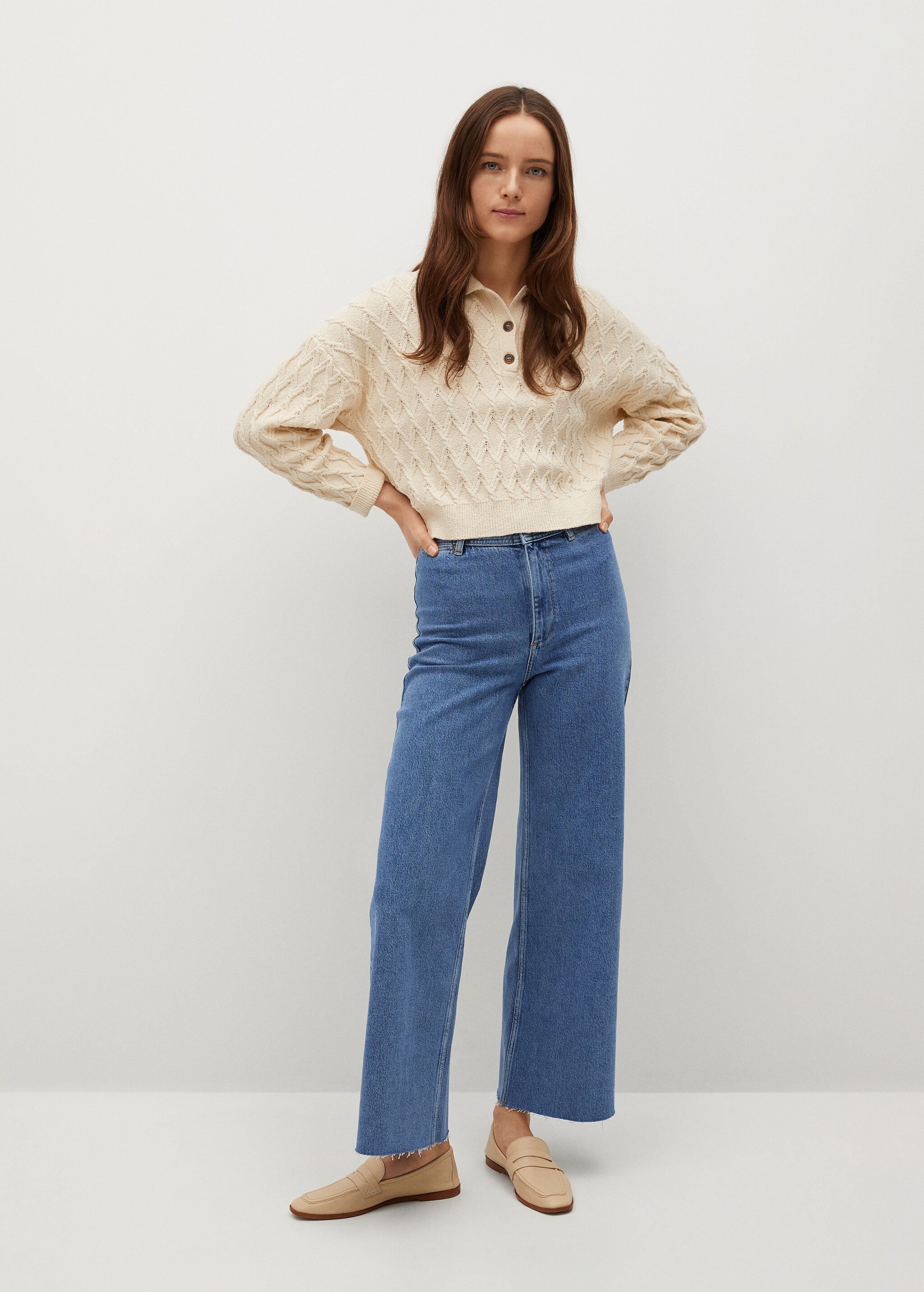 Džíny culottes s vysokým elastickým pasem - Celkový náhled