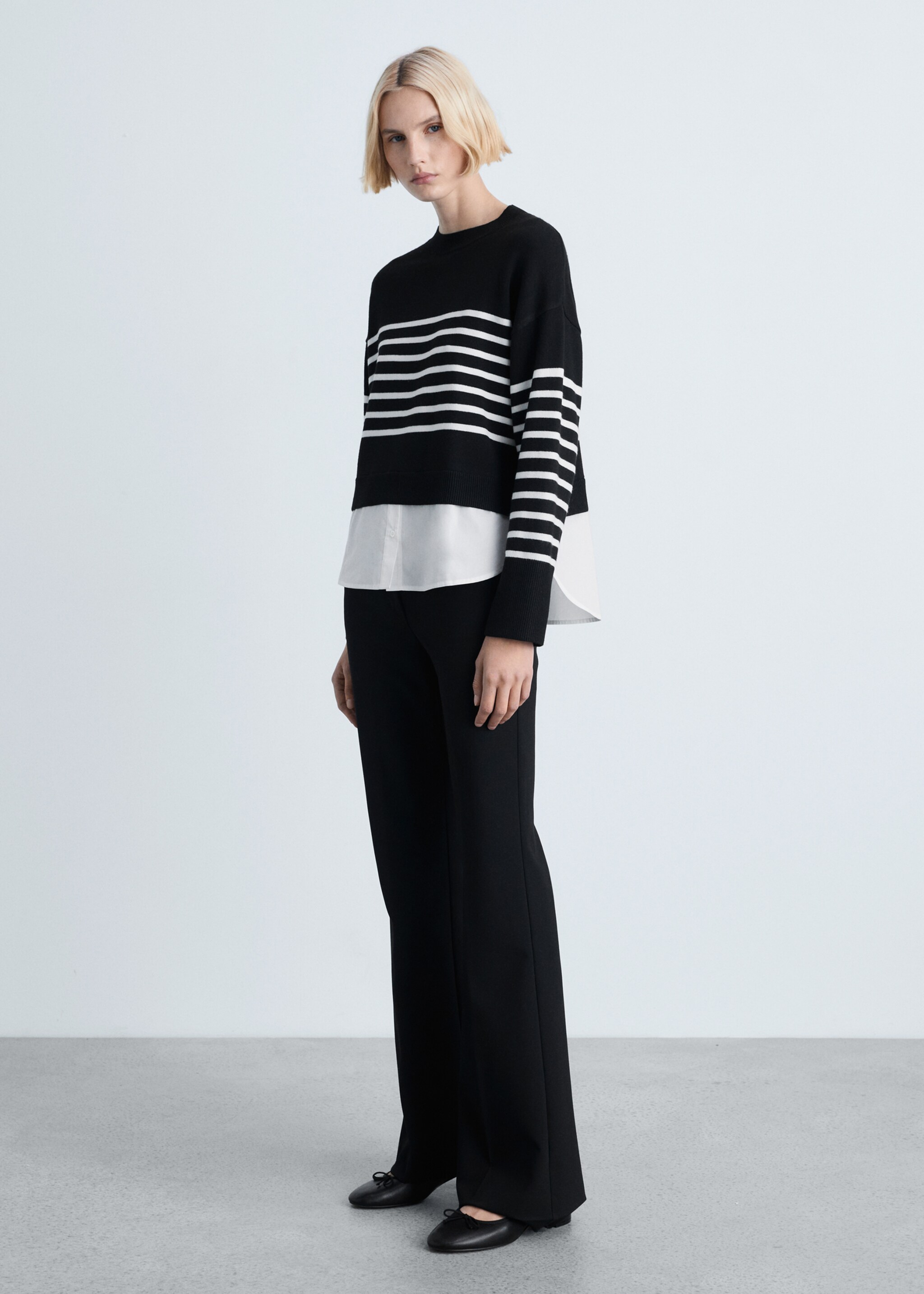 Combined knitted sweater - General plane, Black. Ref: 87024080-00.