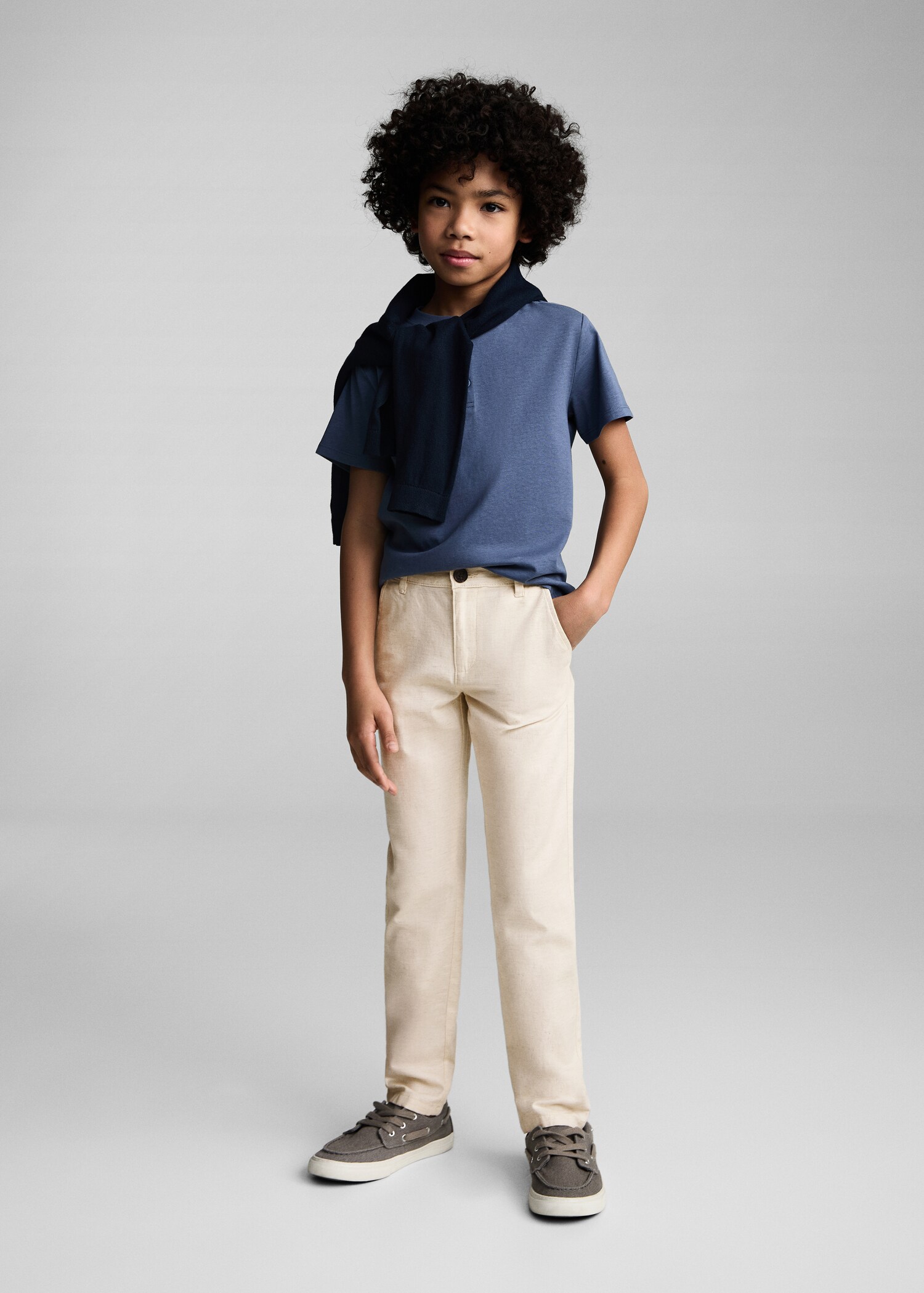 Cotton linen-blend trousers - General plane