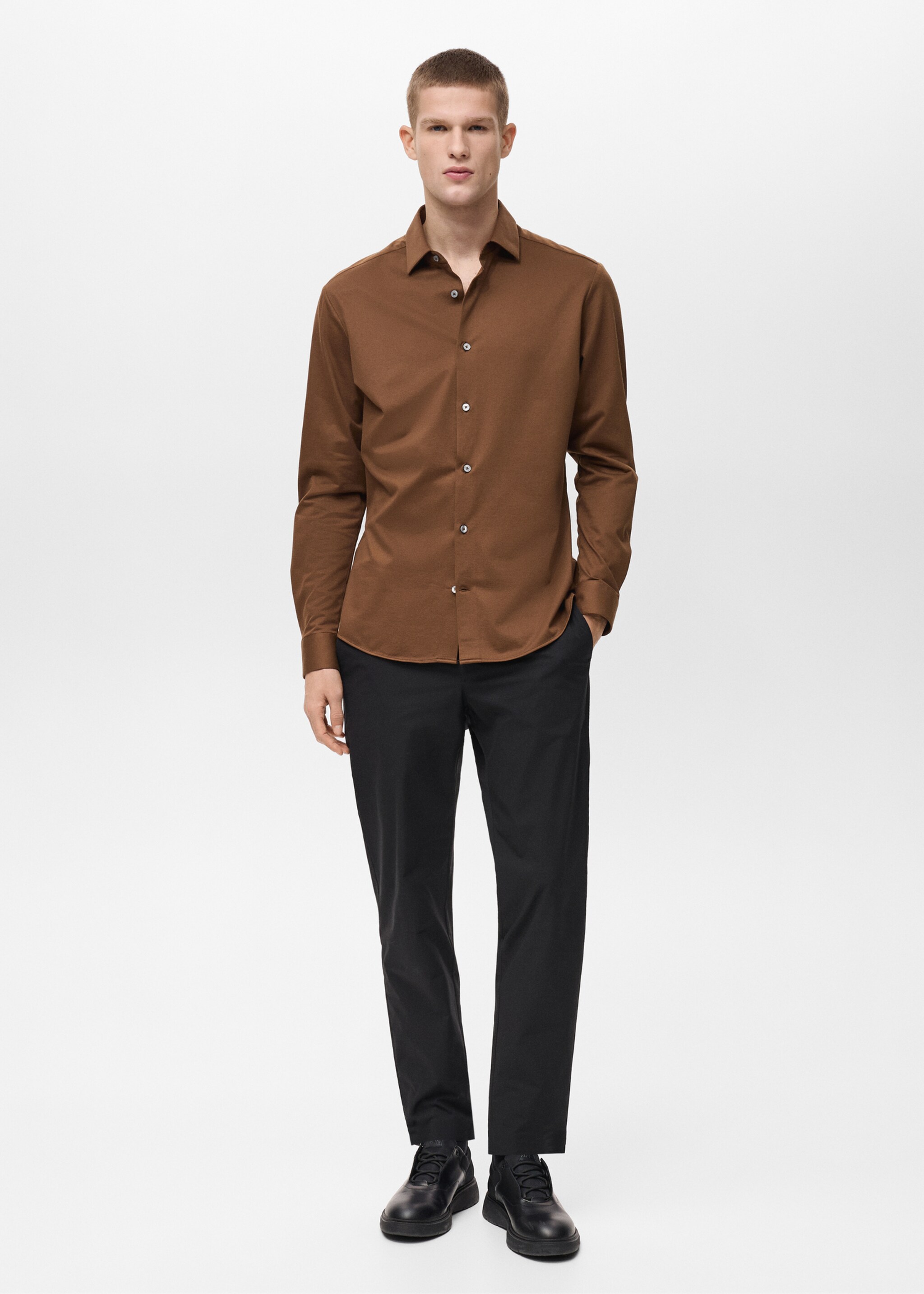 Comfort stretch non-iron shirt - General plane, Burnt Orange. Ref: 87024408-00.