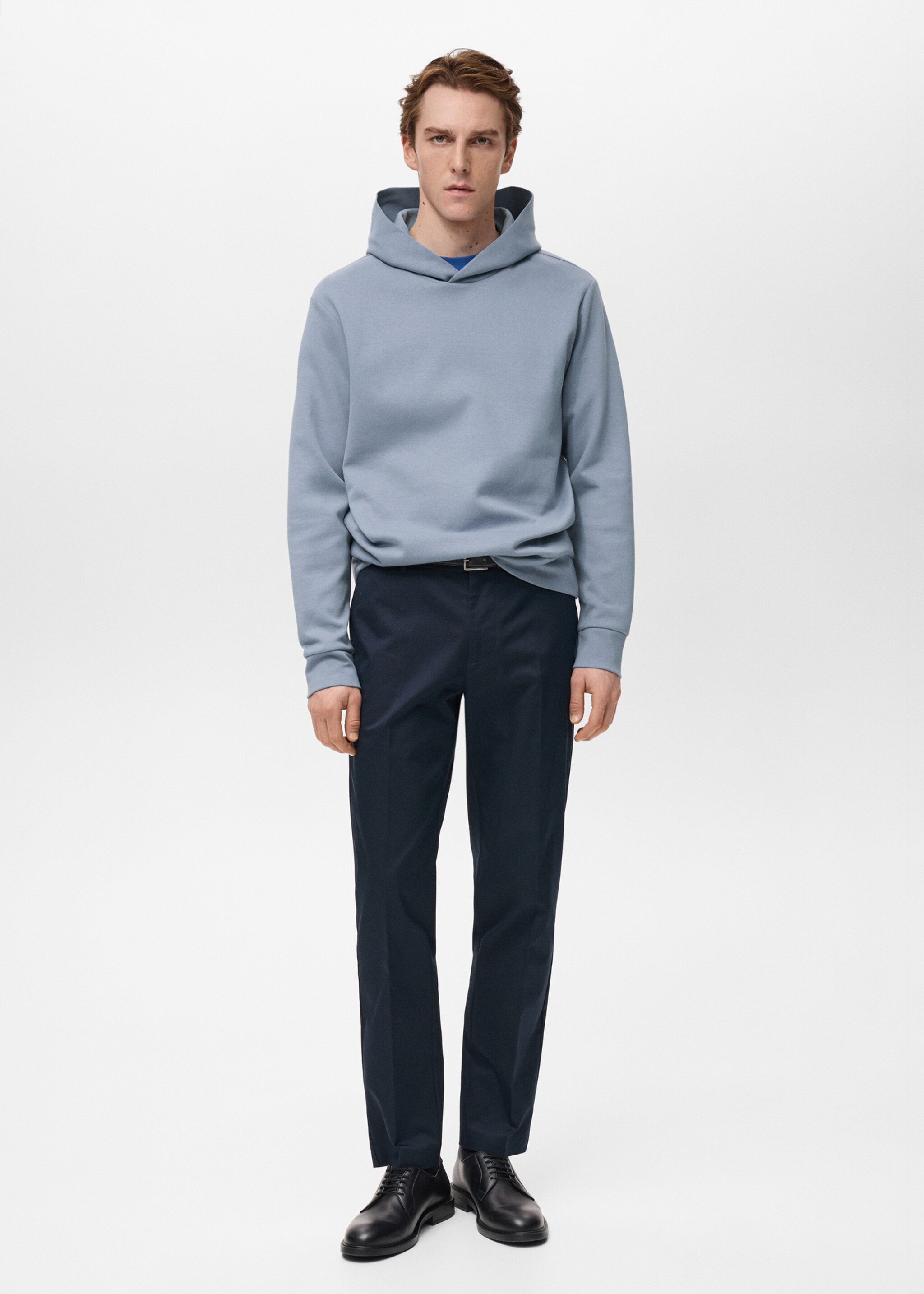 Regular-fit cotton hoodie - General plane, Sky Blue. Ref: 87024410-00.