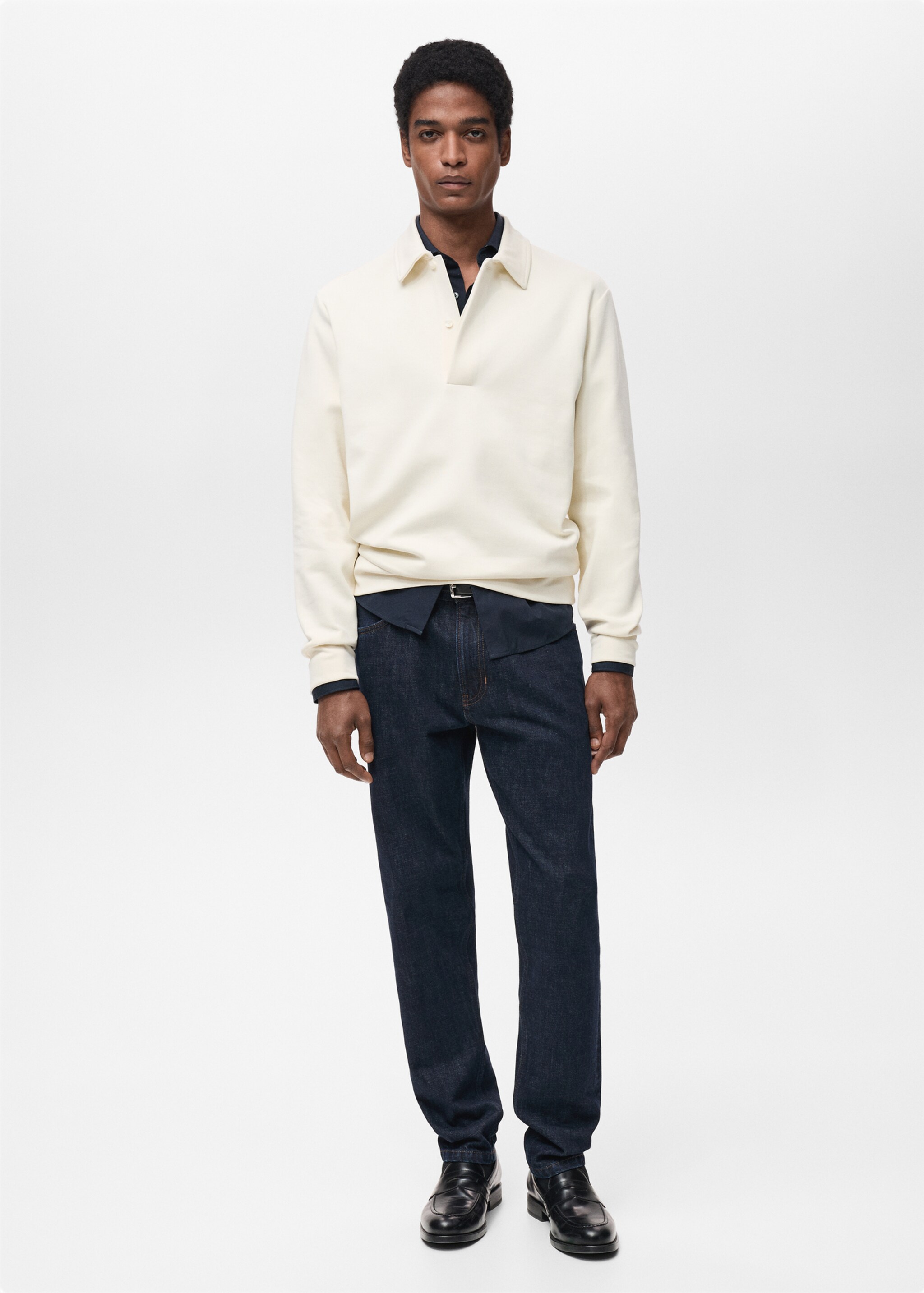 Regular-fit cotton polo sweatshirt - General plane, Off White. Ref: 87024413-00.